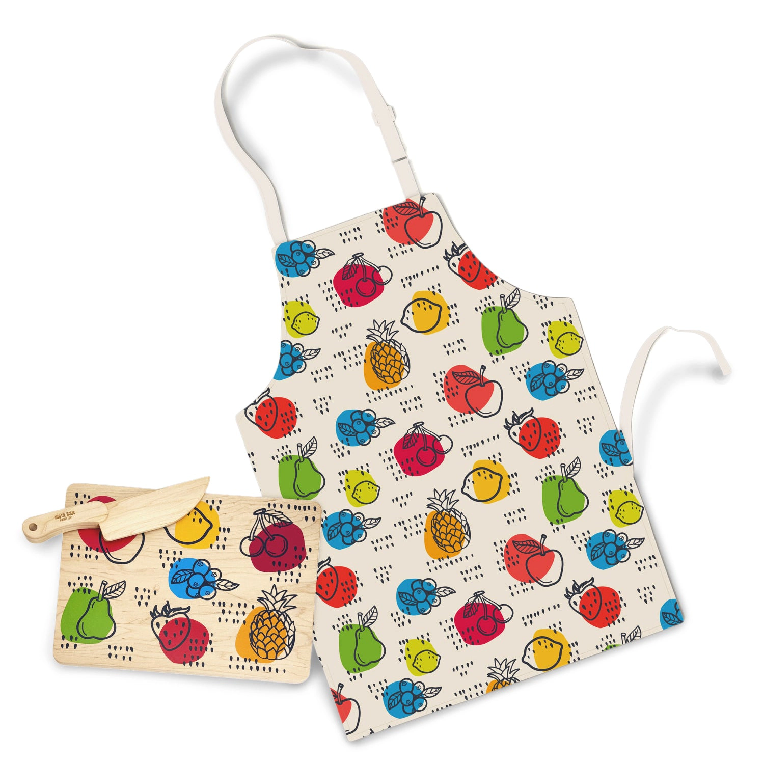 Little Chef Wooden Cutting Board, Knife & Apron Set - Made in the USA