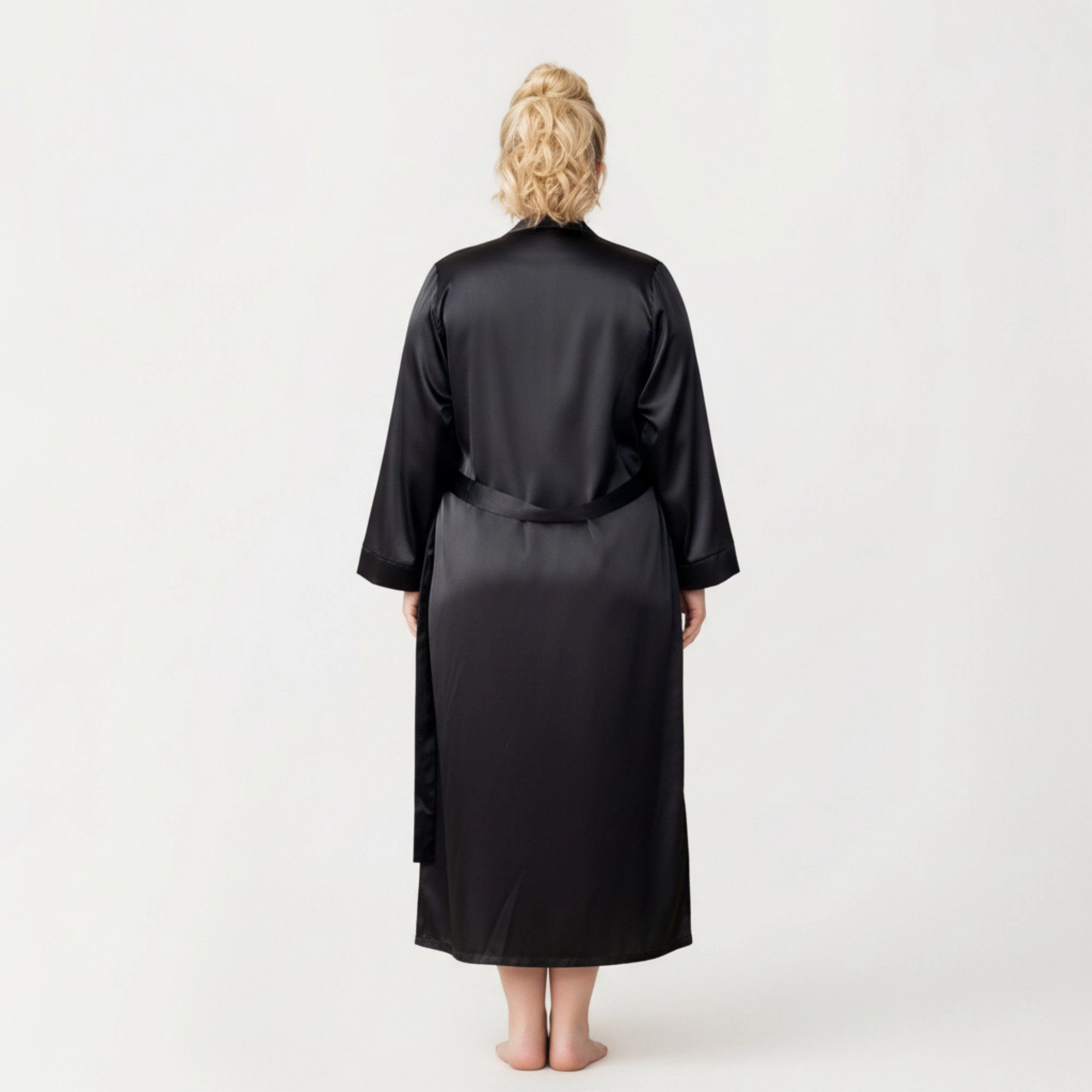 Anna-Kaci Women's Satin Slip Dress and Long Robe Set with Draped Neckline Elegant Flowing Open Front Layered Design