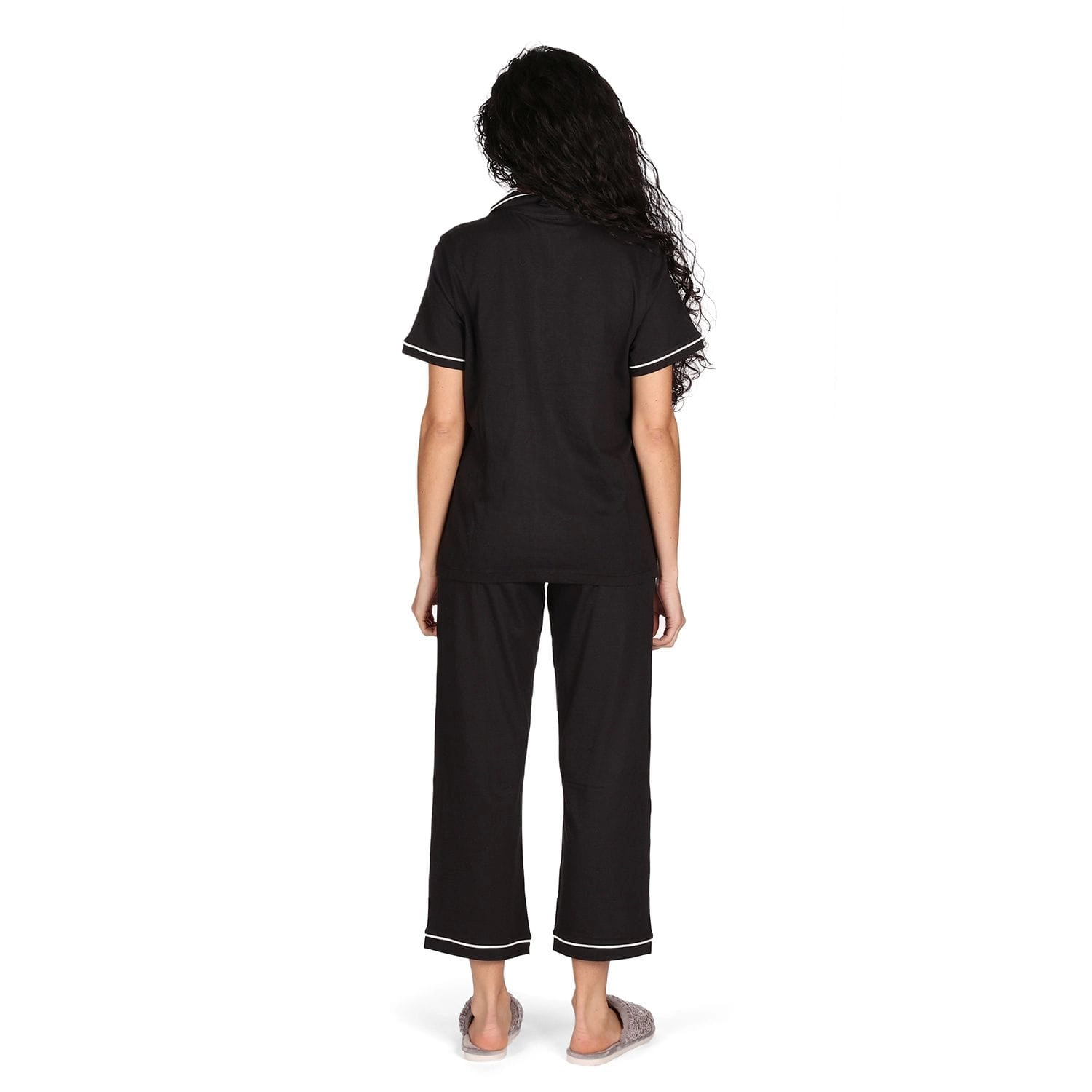 MeMoi Women's Notch Collar Capri Cotton Blend Pajama Set