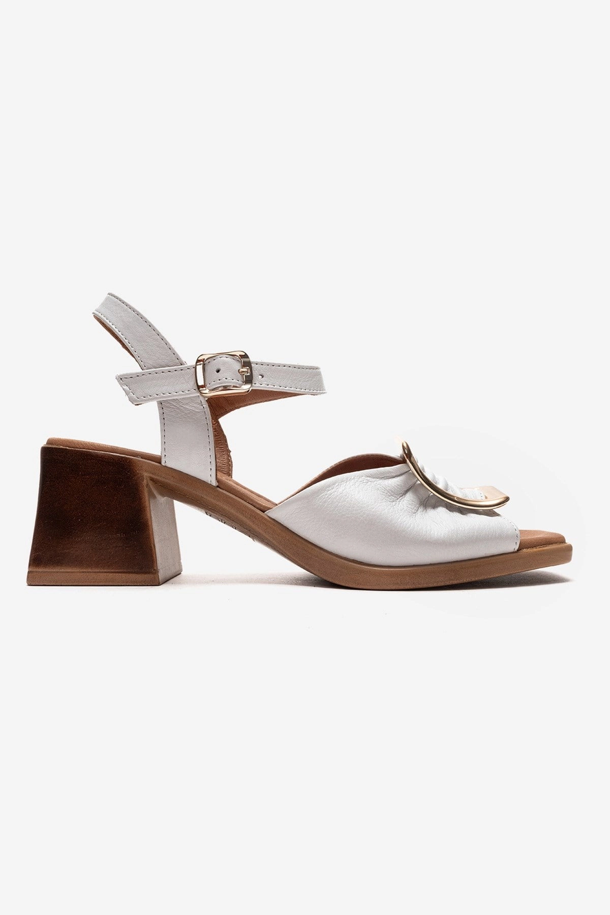 Forever & Always Womens Asha Leather Block Heel Sandal