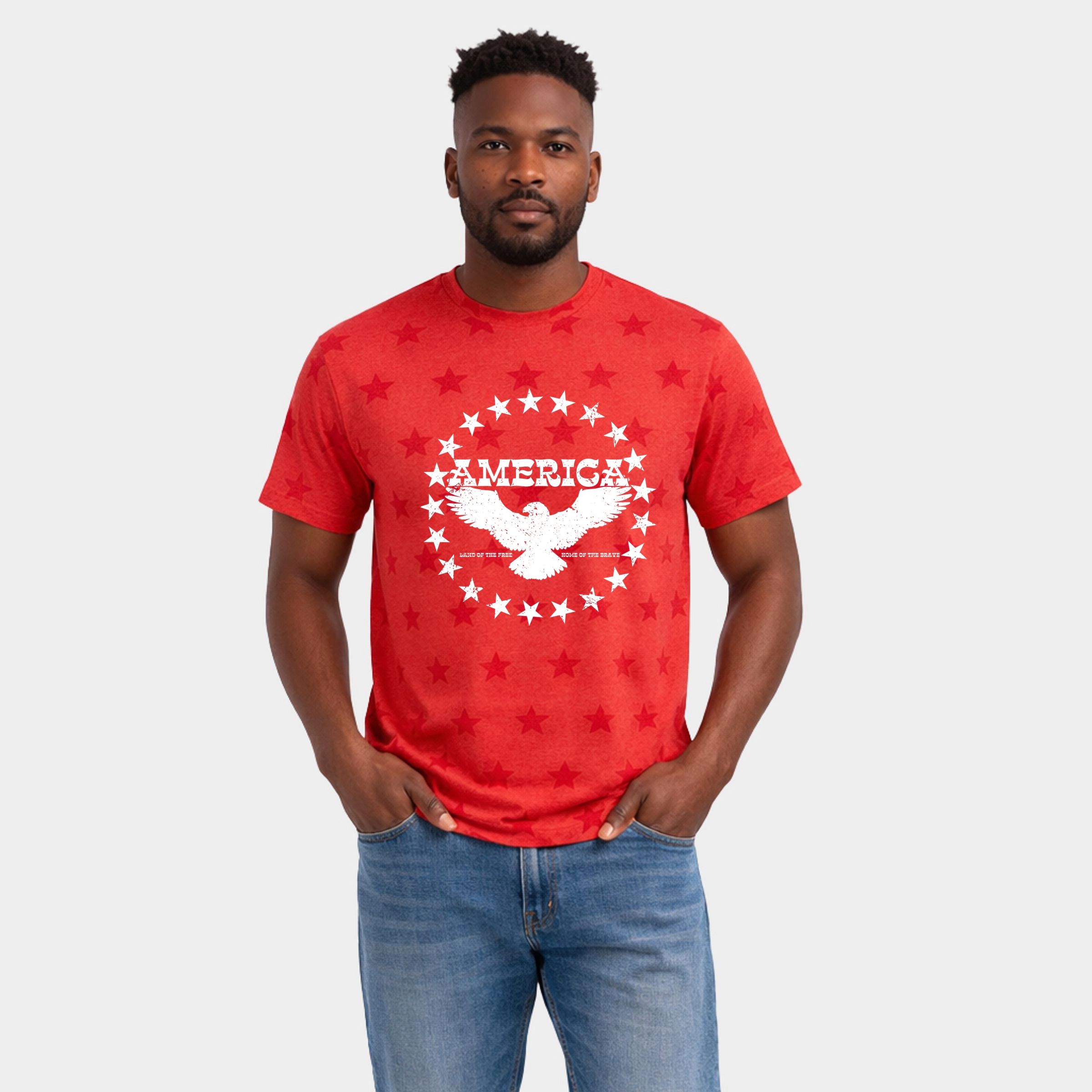 Simply Sage Market - America Circle Stars Men's Short Sleeve Star Tee