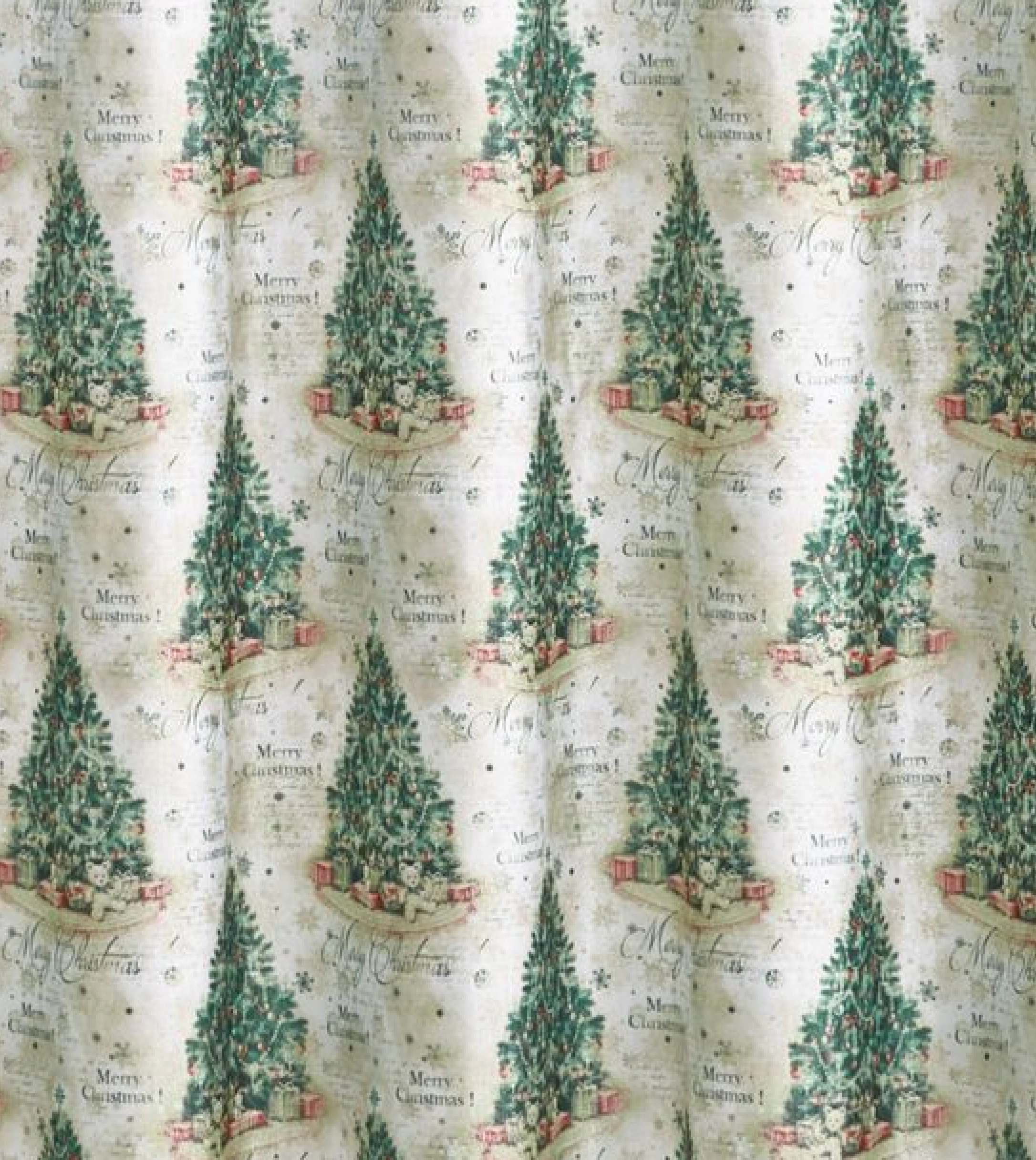 Kate Aurora Holiday Classic Merry Christmas Trees & Gifts Fabric Shower Curtain