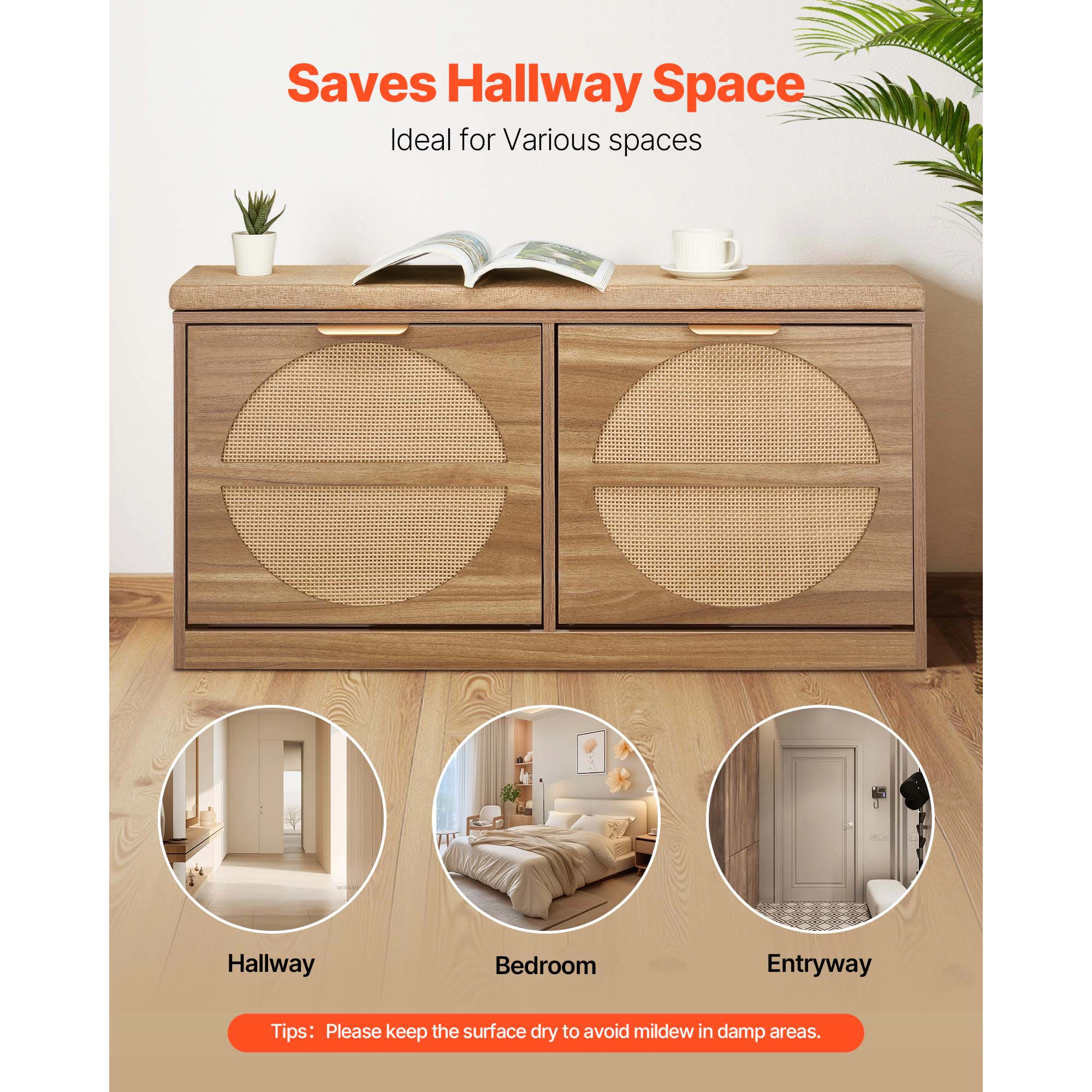 HONGGE Shoe Storage Bench for Hallway Entryway Bedroom