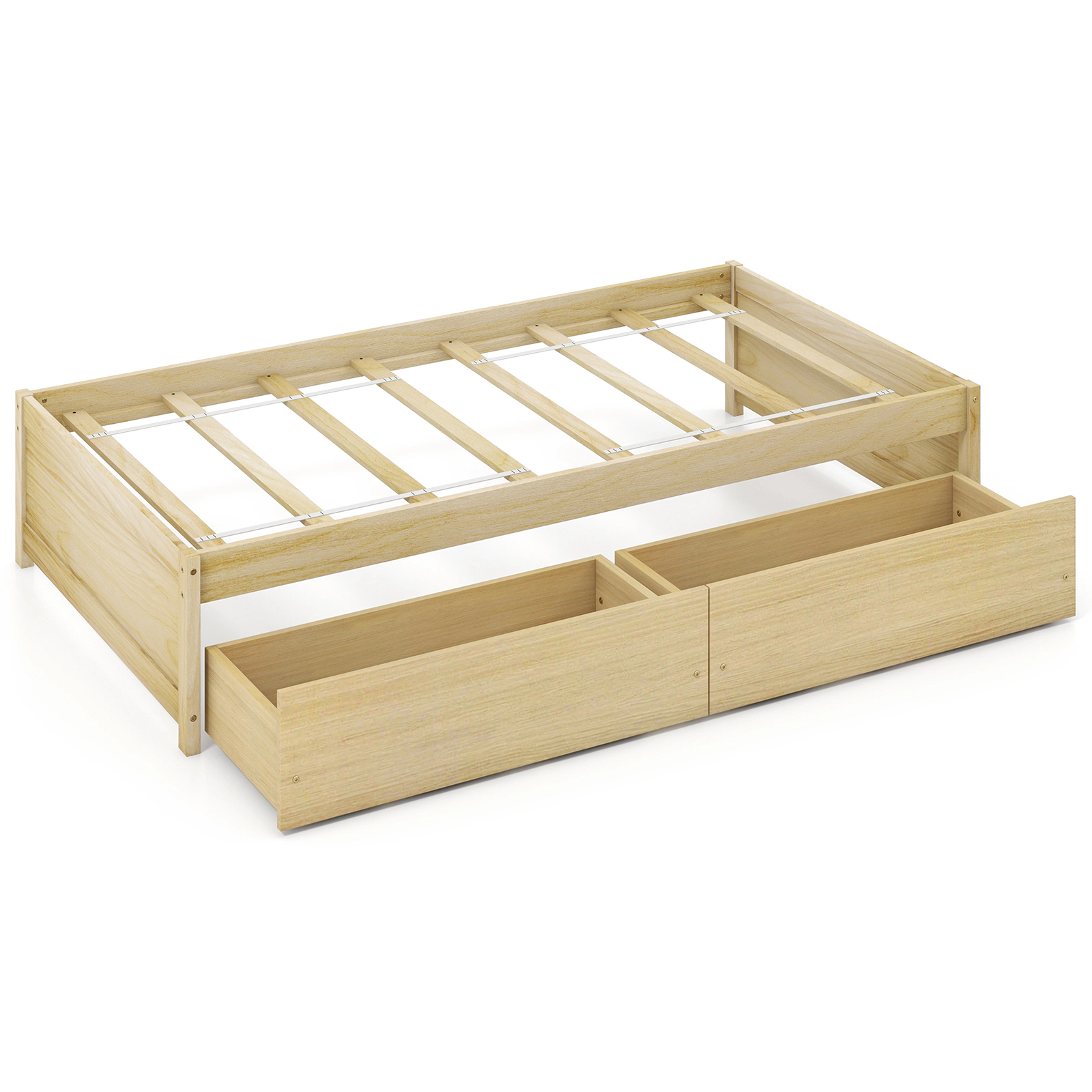 LJG Twin Size Captain Bed with 2 Drawers and Slats