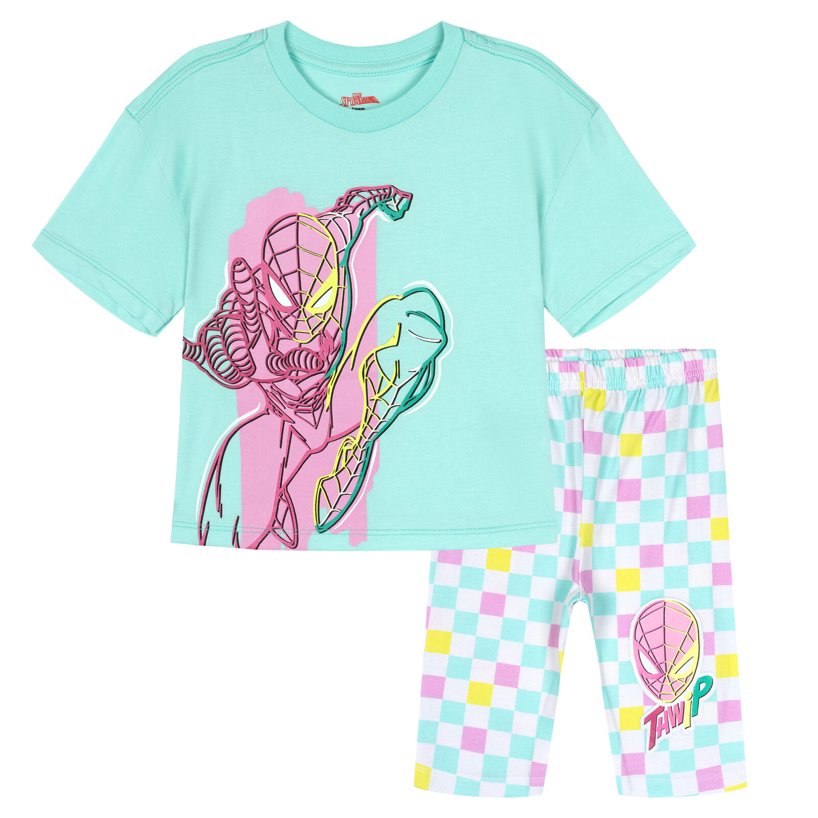 Marvel Girls' 2-Piece Tee and Bike Shorts Set