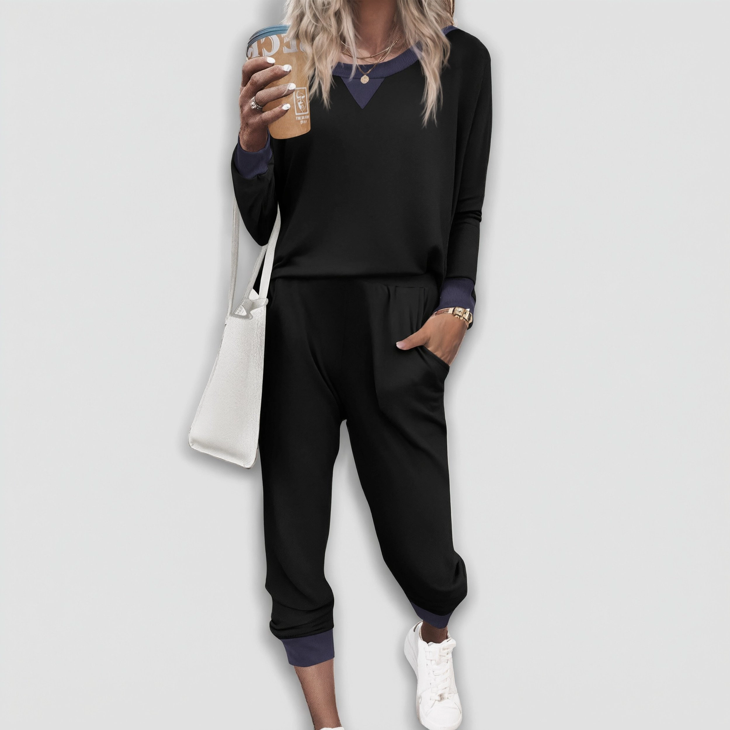 Ekouaer Pajamas Set Long Sleeve Pajama Sets Two Piece Jogger Sleepwear