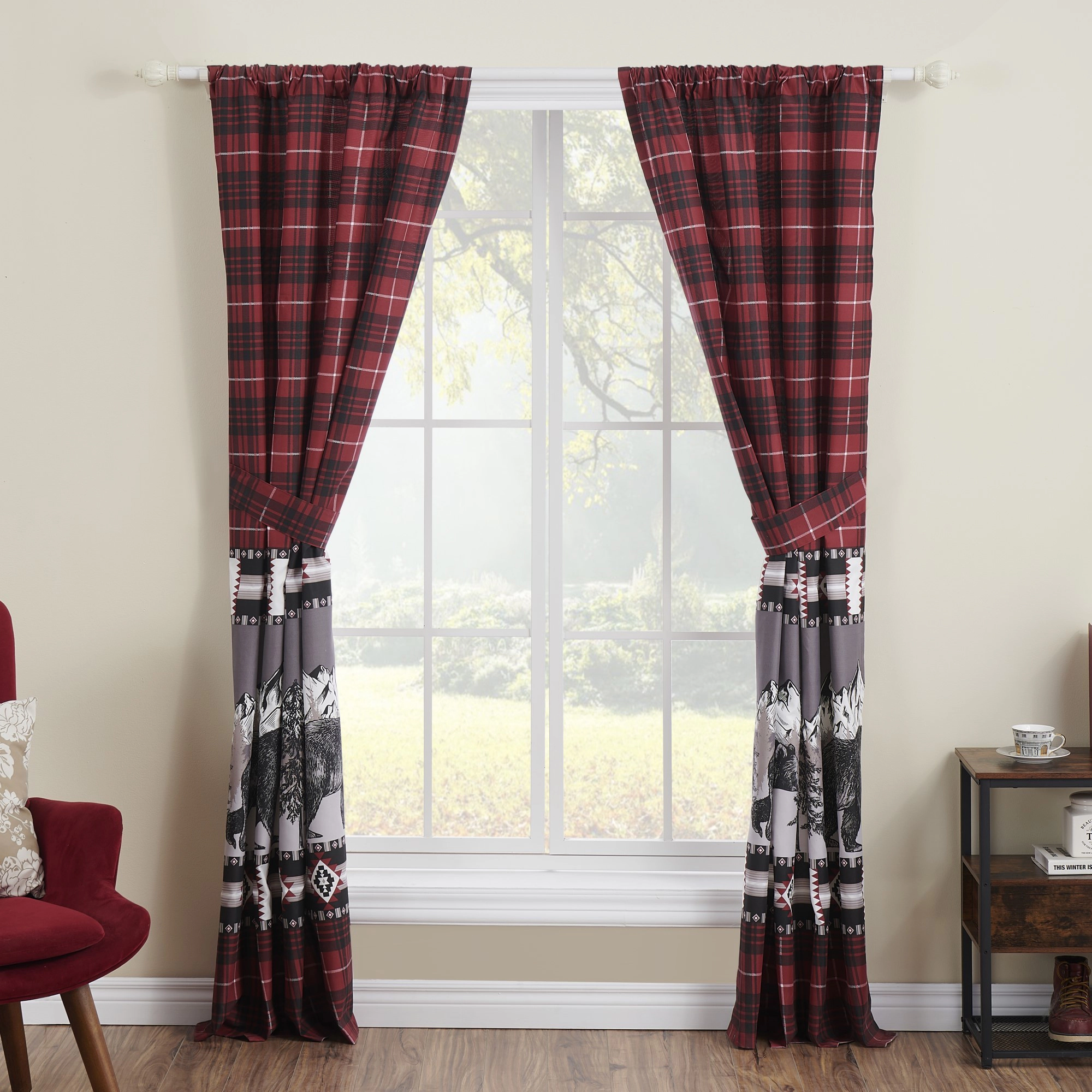 Greenland Home Fashions Timberline Curtain Panel Set - 84x84", Red
