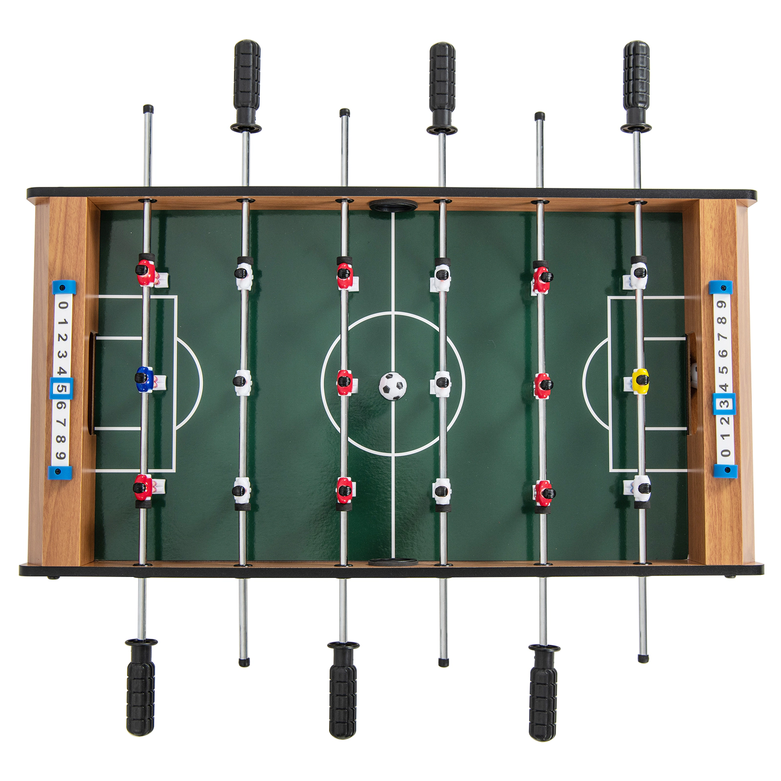 SUGIFT Natural Mini Tabletop Foosball Soccer Table with Scoreboard and Rubber Handles 27-in W 14-in D 9.5-in H