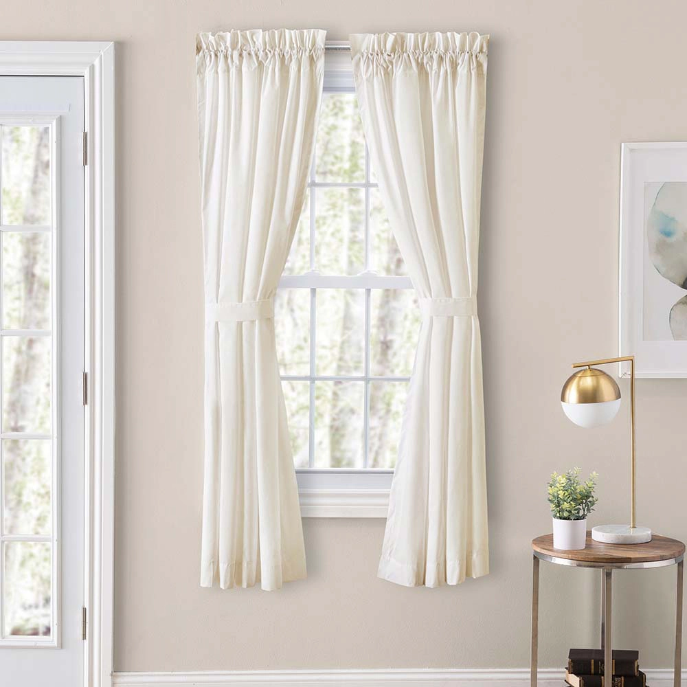 Ellis Classic Tailored Design in a Perma Press Fabric 3" Rod Pocket Tailored Pair with Ties 80"x63" Natural
