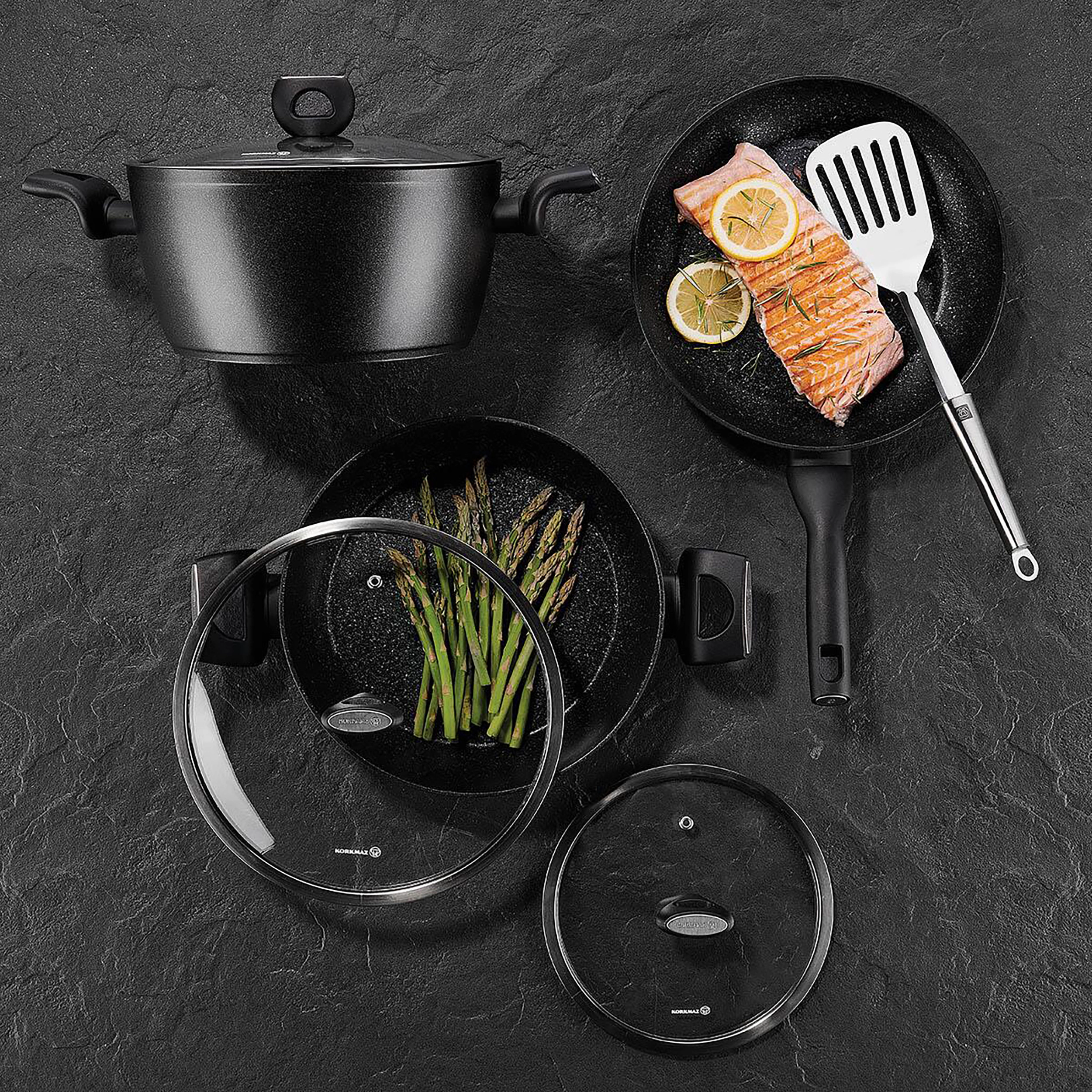 Korkmaz Nora Granit Liter Aluminum Nonstick Frypan in Black
