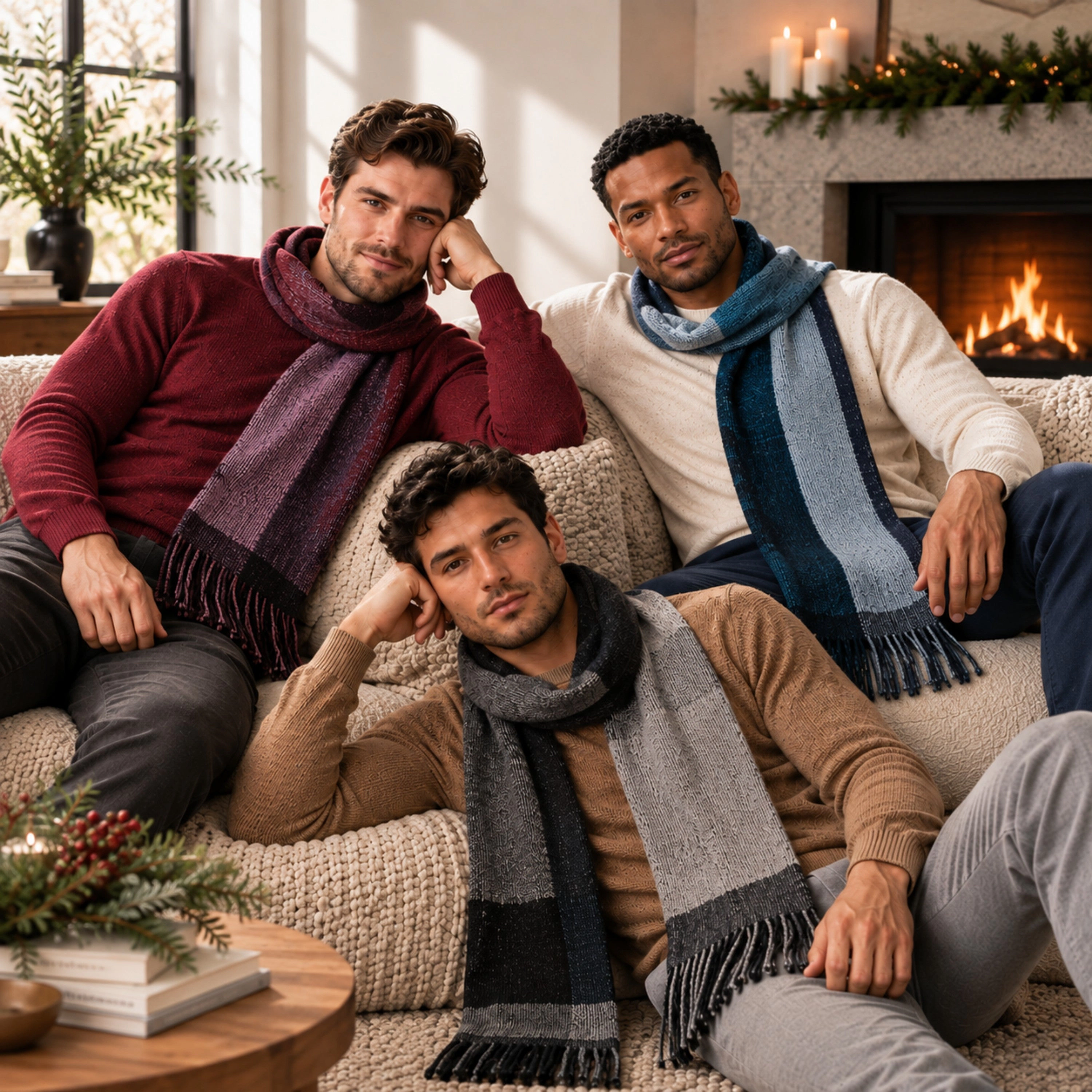 Mio Marino Men's King Striped Knit Scarf