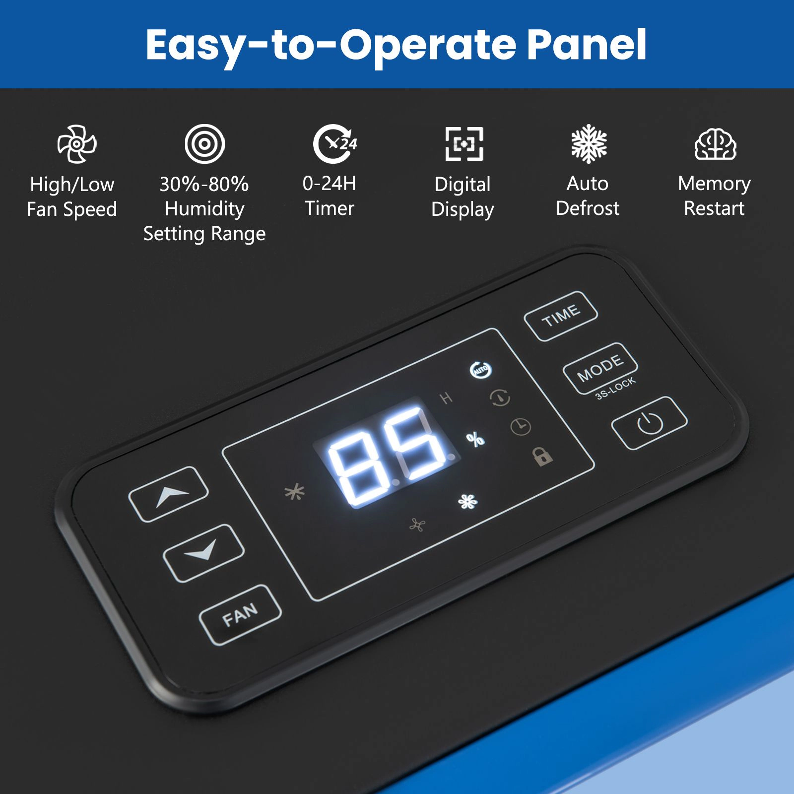 SlickBlue Dehumidifier 215 Pint, 400 CFM, Auto Defrost, Digital Display