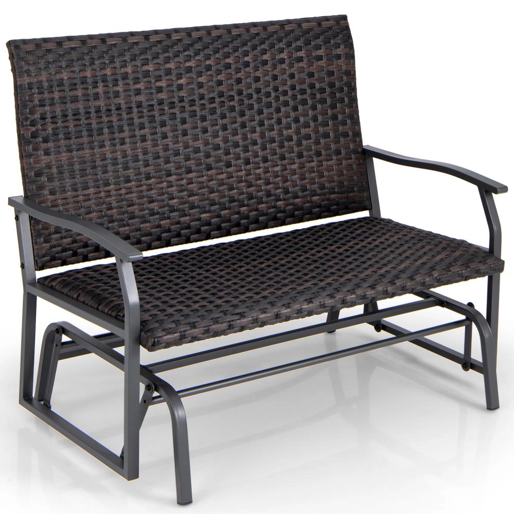 Hivvago All Weather Outdoor 2-Person Swing Glider Bench With Quick Dry Foam Seat
