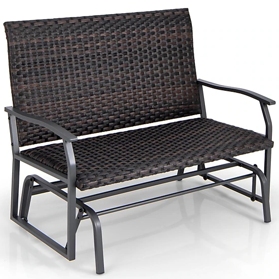 Hivvago All Weather Outdoor 2-Person Swing Glider Bench With Quick Dry Foam Seat