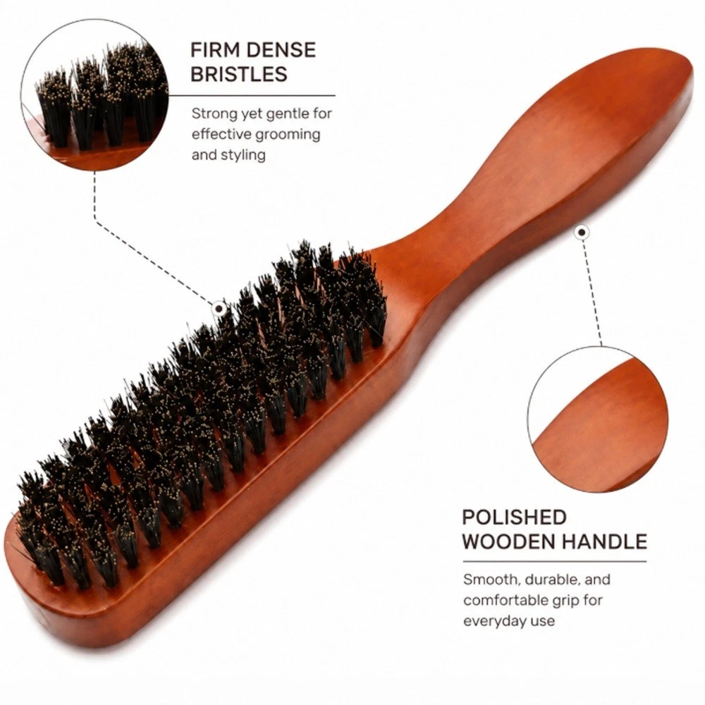 Home Collection Men's Boar Bristle Beard Brush for Mustache & Beard Grooming