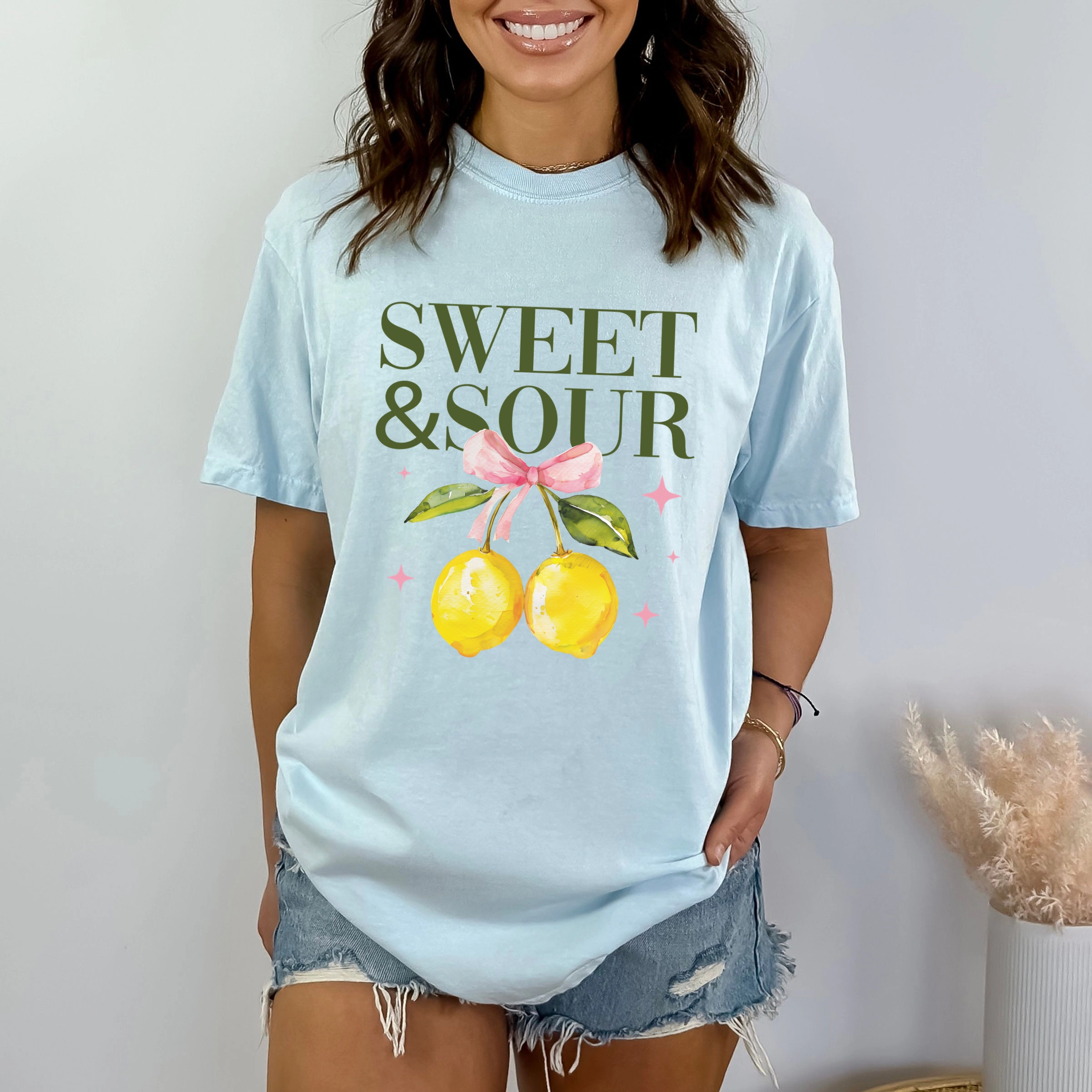 Simply Sage Market - Sweet & Sour Lemon Women's Garment Dyed Graphic T-Shirt
