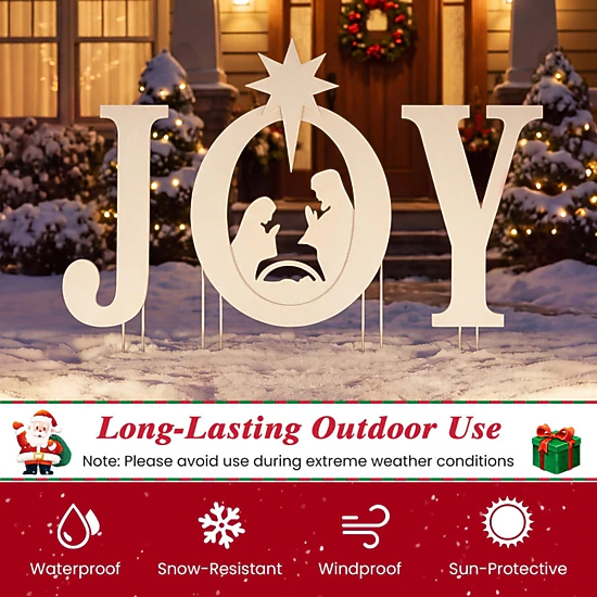 SUGIFT JOY Nativity Christmas Yard Sign Set with Holy Family Silhouette ...