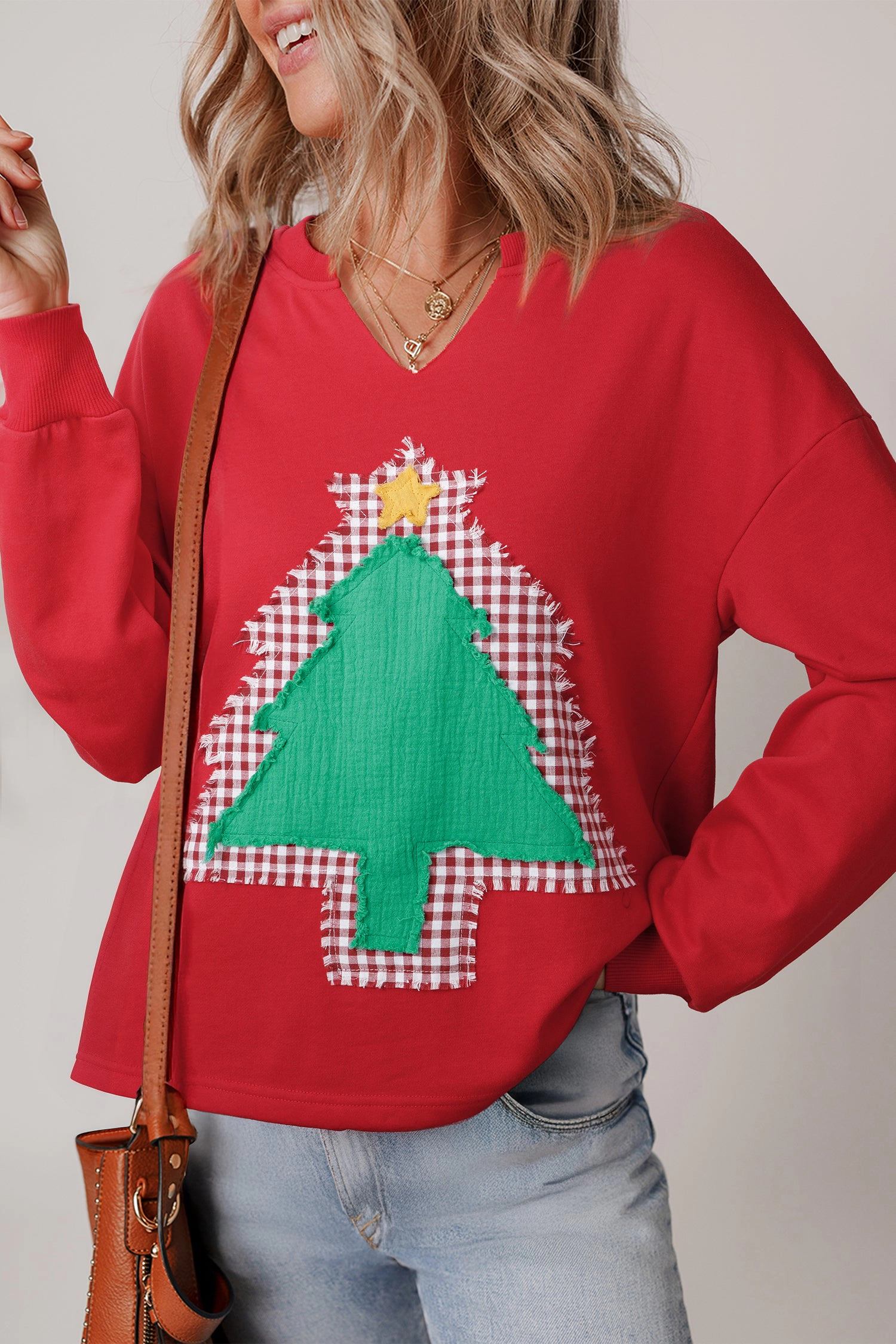 Threaded Pear Women's Taraette Patched Drop Shoulder Sweatshirt