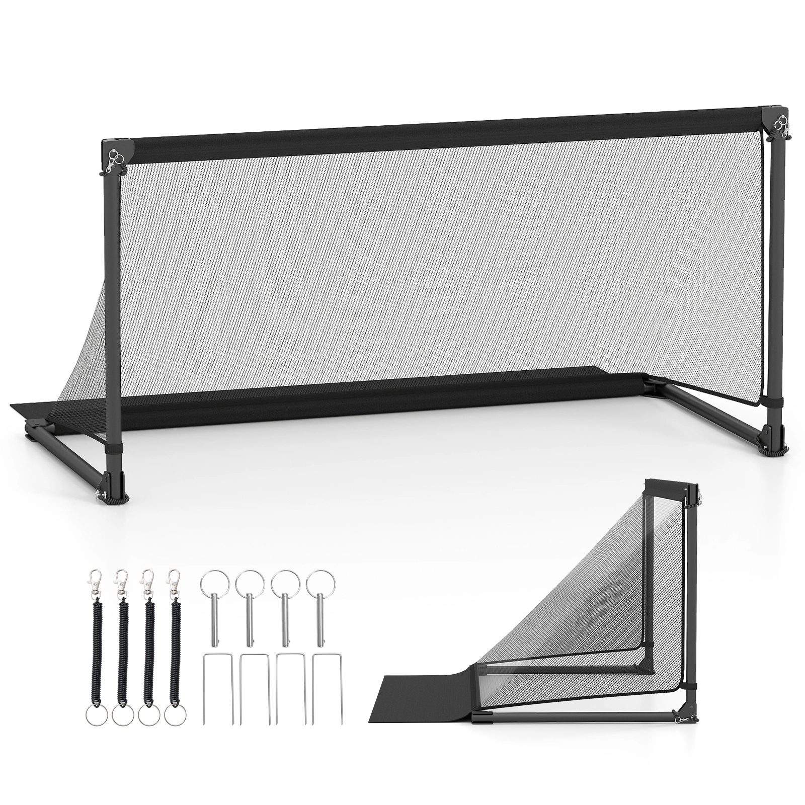SUGIFT Toddler Black Large Pop Up Soccer Goal with Metal Frame and Ground Stakes 59-in W 28-in D 30-in H