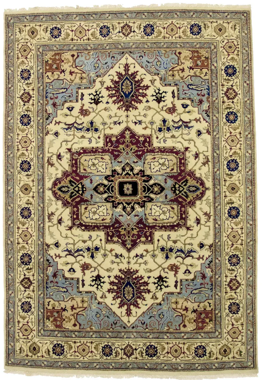 Magic Rugs Cream Geometric Floral 6X8 Oriental Rug