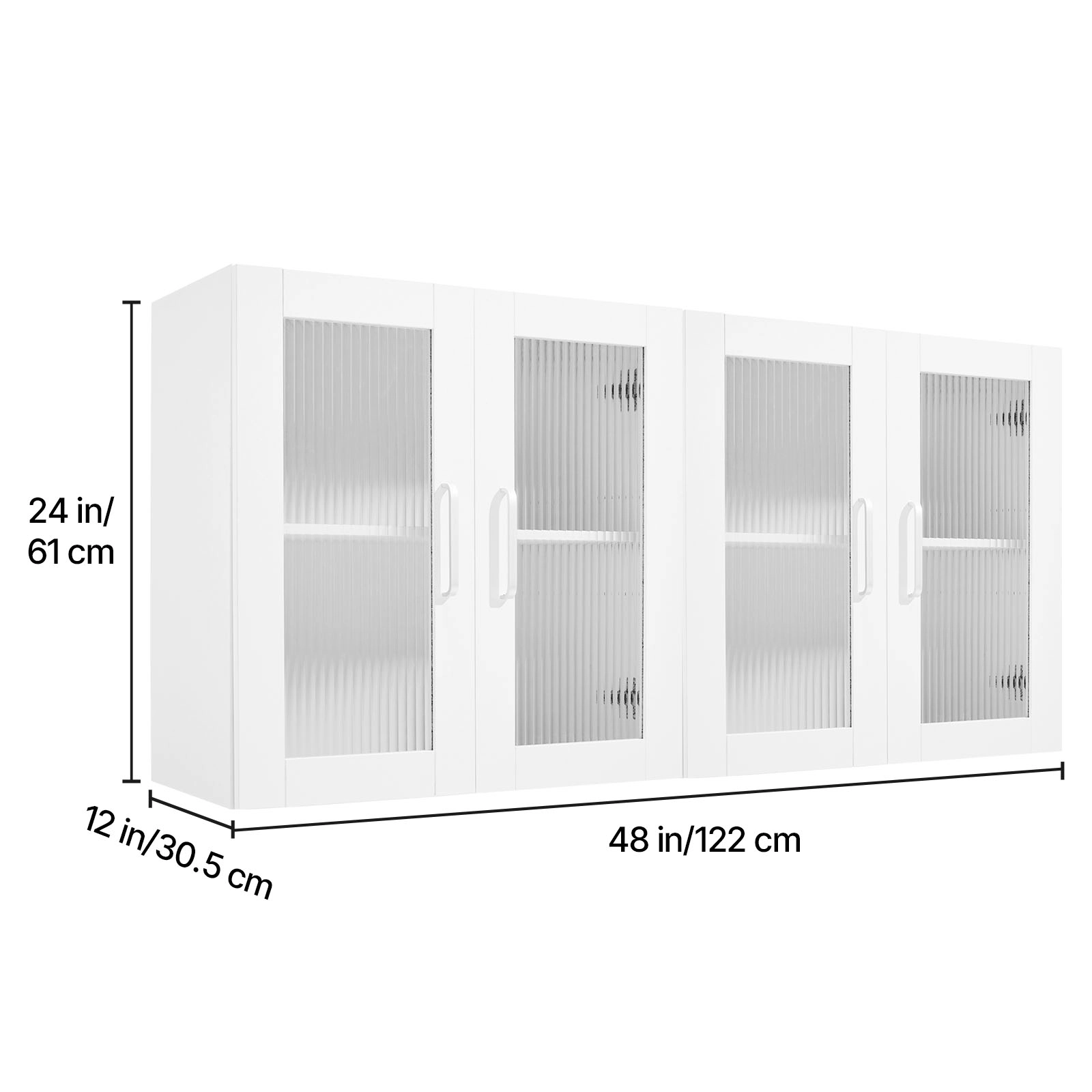 HONGGE Laundry Room Wall Cabinet 2-Tier Wall Mounted Hanging Cabinet with Adjustable Shelf Cupboard Storage with for