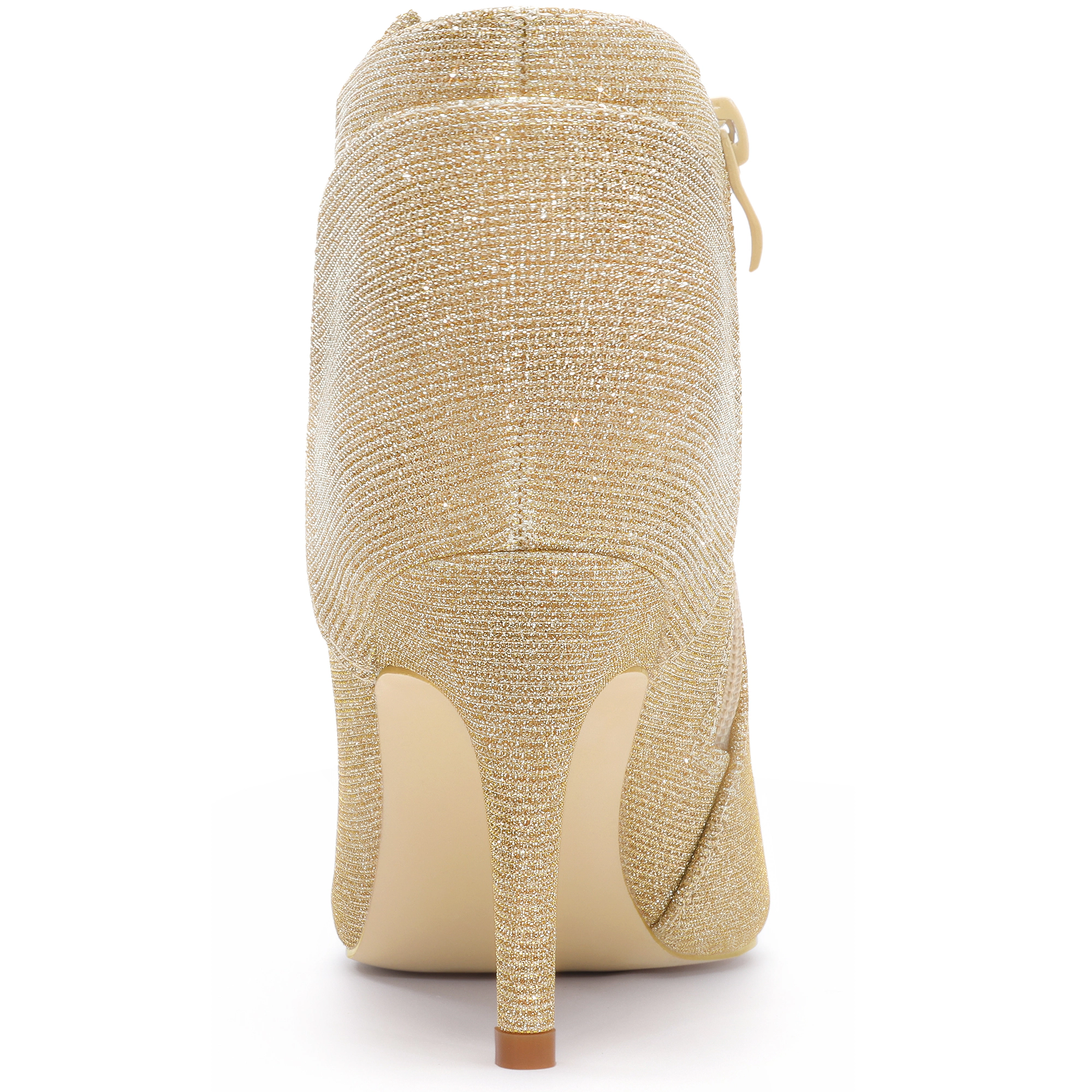 BLISSFUL STEP Women Glitter Pointed Toe Zipper Stiletto Heel Ankle Boots