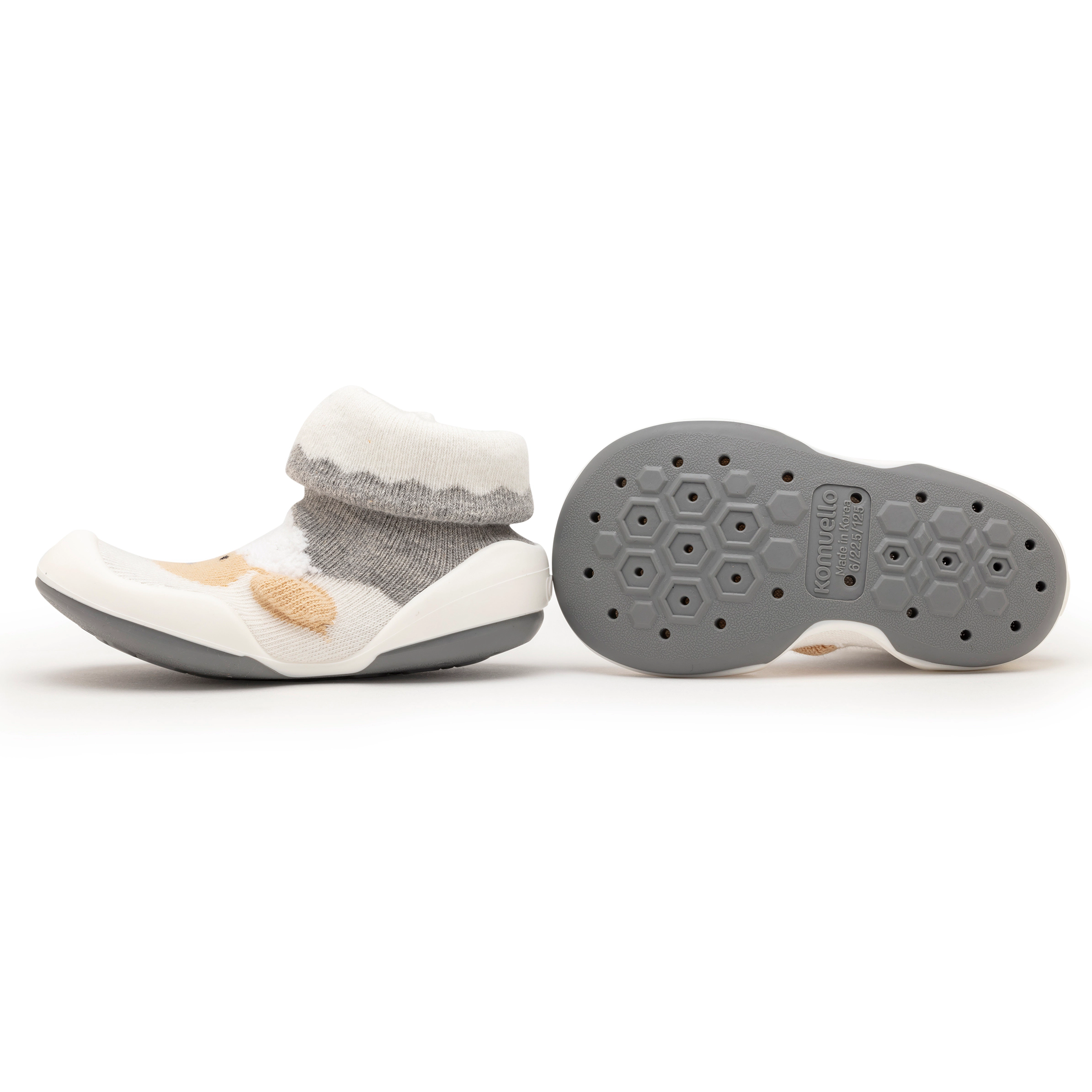 Komuello Baby Girl Boy First Walk Sock Shoes Little Lamb - Heather Grey