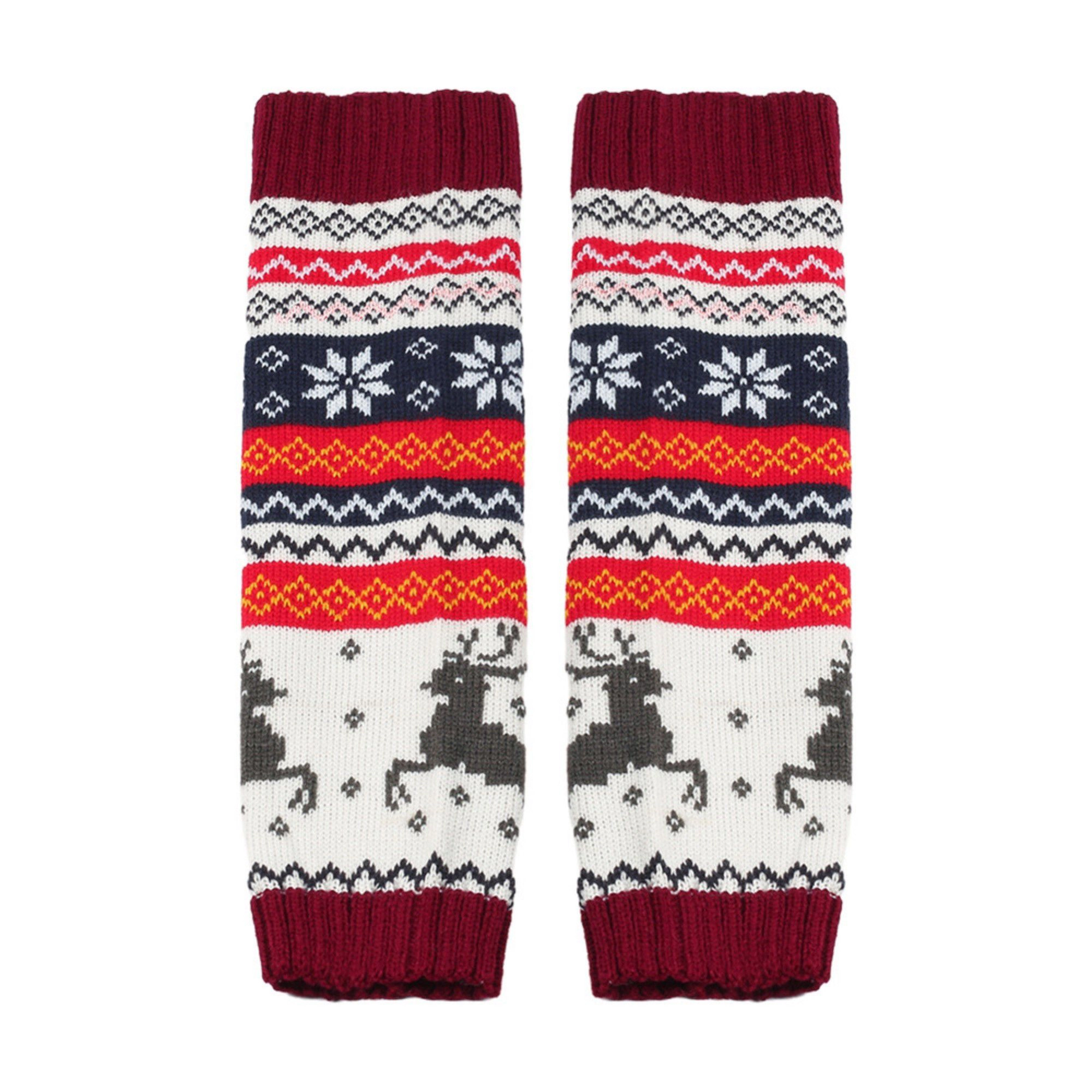 Anna-Kaci Women's Reindeer Snowflake Knit Winter Leg Warmers 15.5 x 5