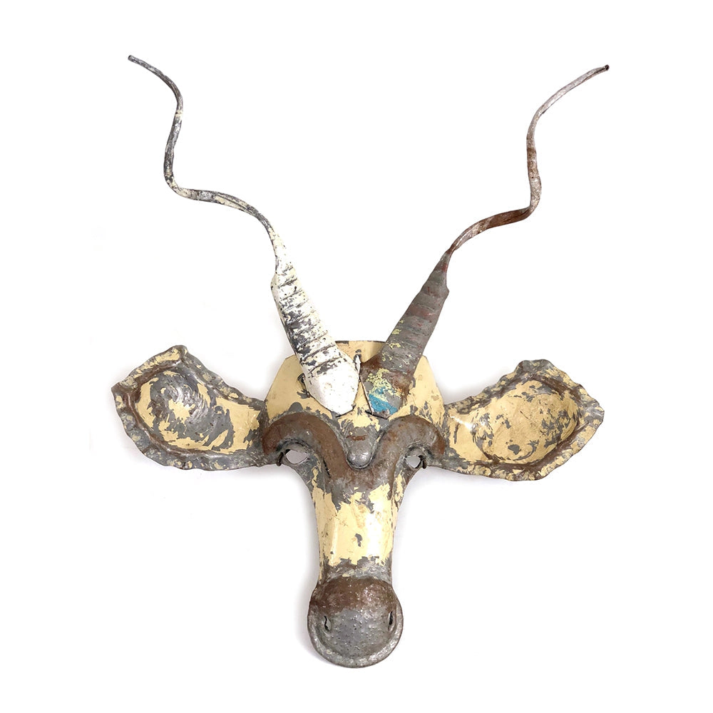 Mbare Kudu Animal Mask Recycled Metal Wall Art