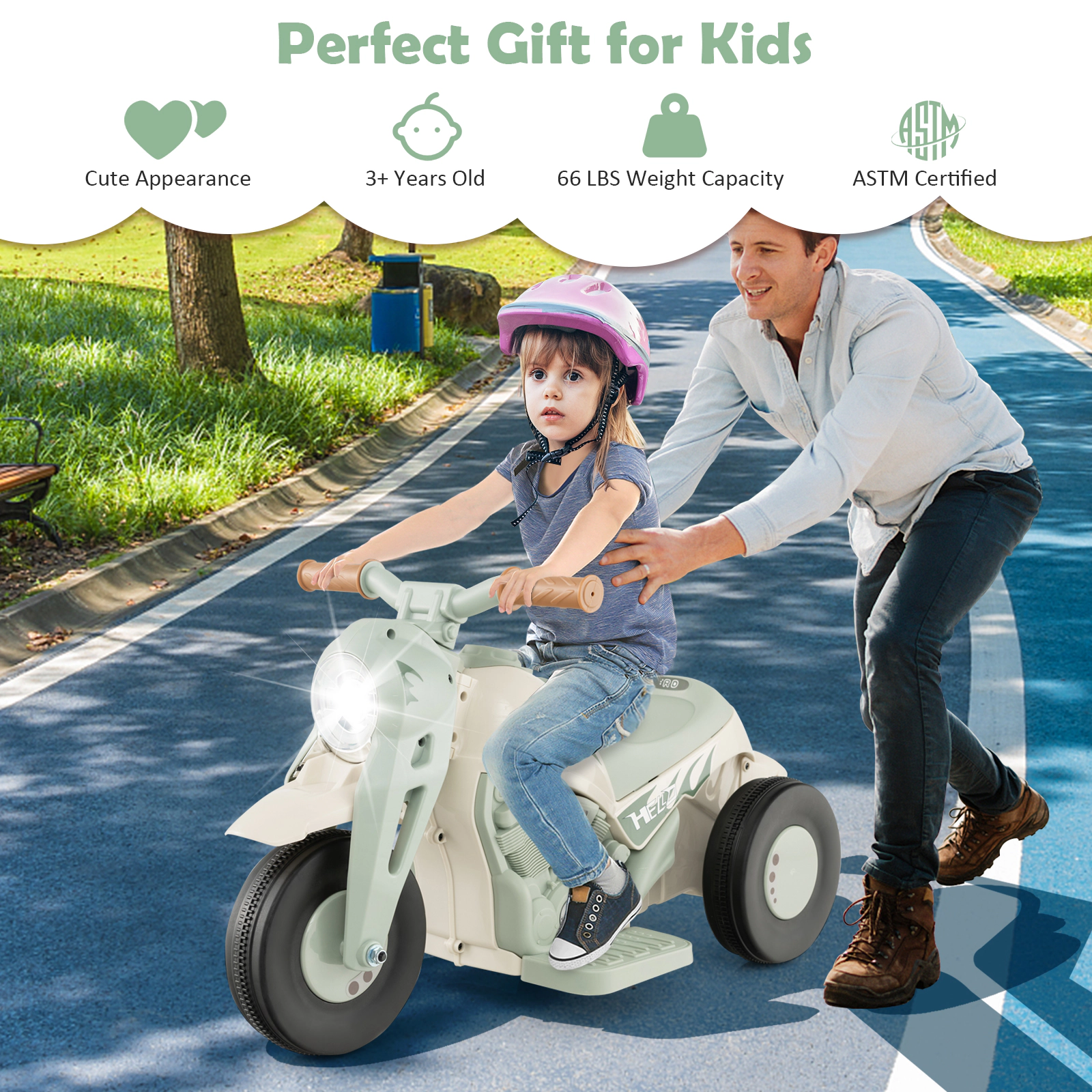6V Kids Electric Ride On Motorcycle with Bubble Maker LED Headlight Music and Pedal Start Toddler Battery Powered Bike