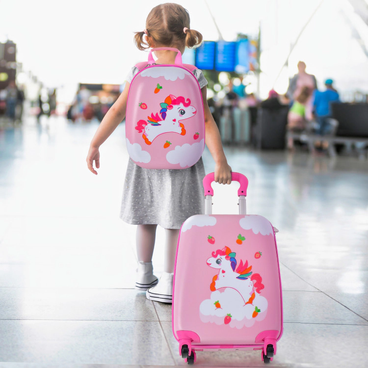 Hivvago 2 Pieces Kids Carry-on Luggage Set with 12 Inch Backpack