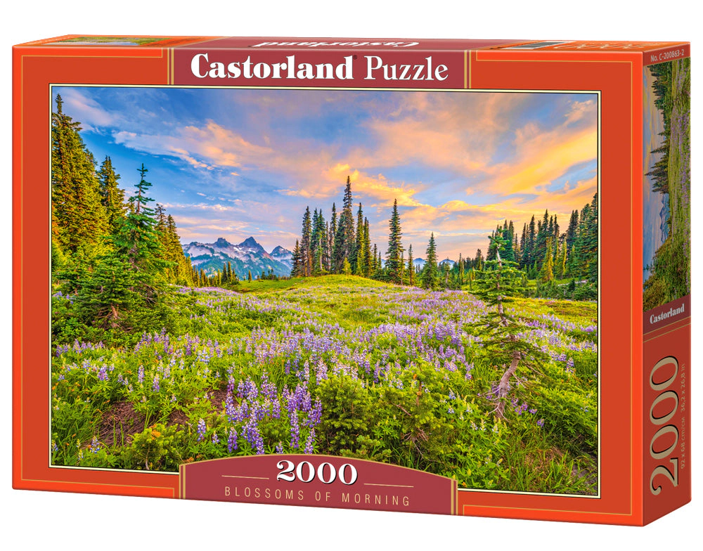 CASTORLAND 2000 Piece Jigsaw Puzzles, Blossoms of Morning, Landscape puzzles, Meadow, Mountain view, C-200863-2