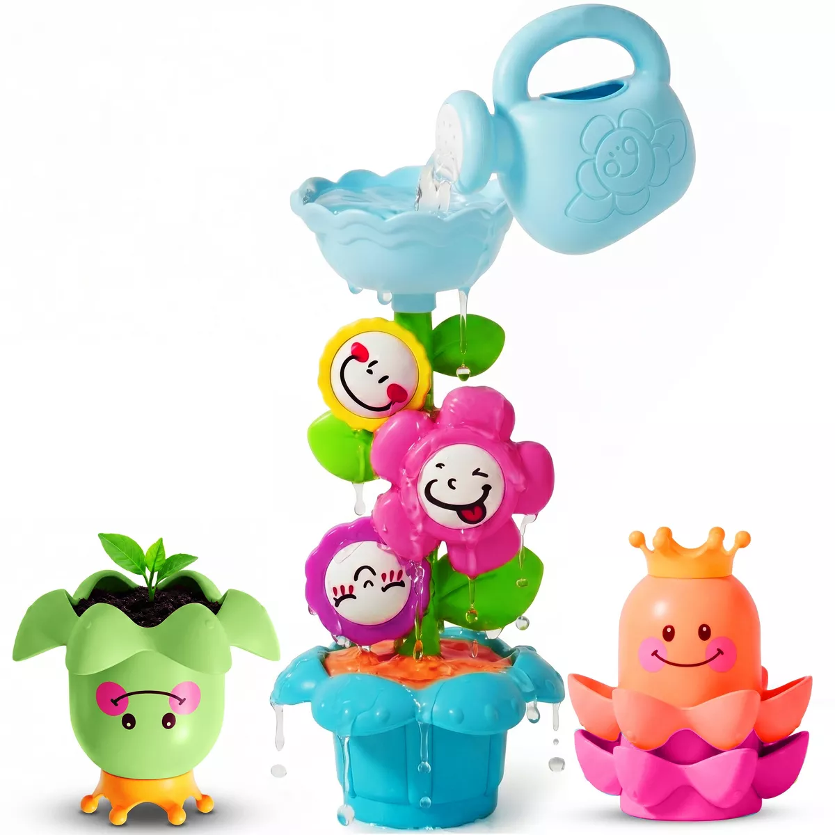 Sperric 3 Pieces Bath Toys for Toddlers, Flower Waterfalls Waterwheel Bathtub Toys with Suction Cup for Toddlers 1-3