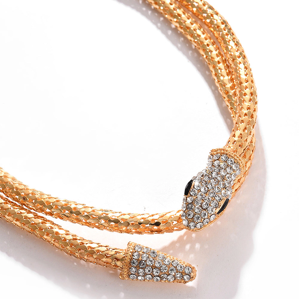 SOHI Women's Gold Snakehead Statement Necklace