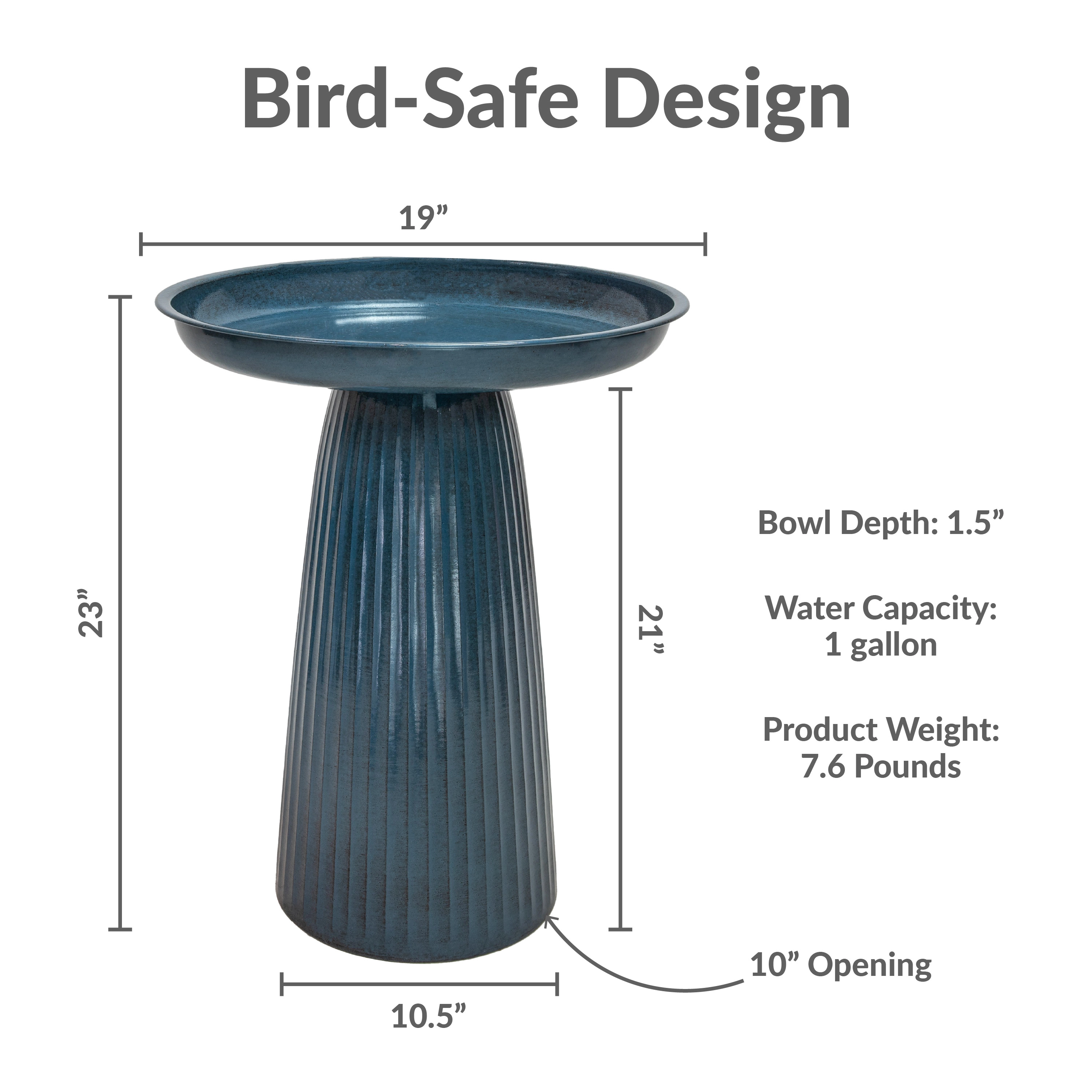 Sunnydaze Gleeful Garden 23" Tall Metal Modern Bird Bath for Outside