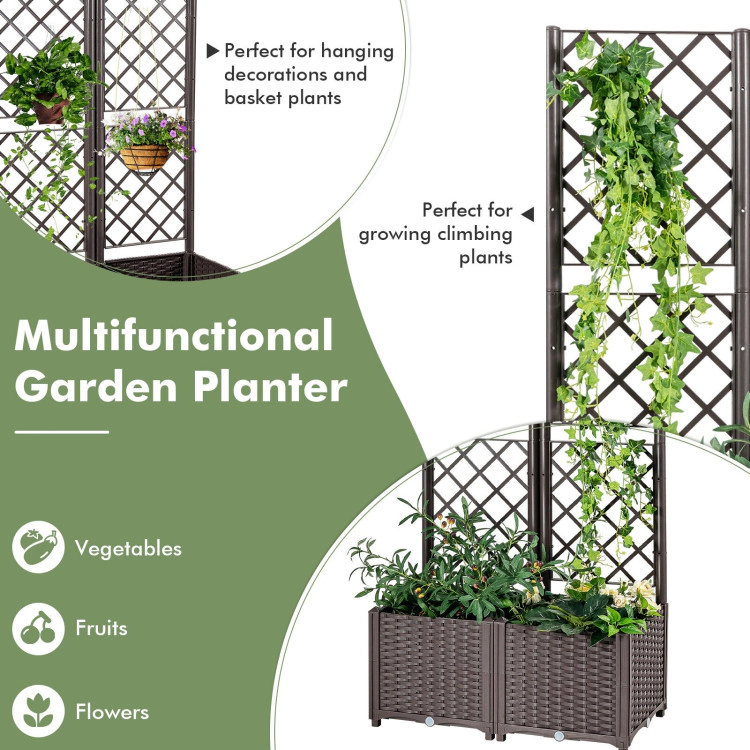 Hivvago Raised Garden Bed with Trellis Planter Box for Climbing Plants