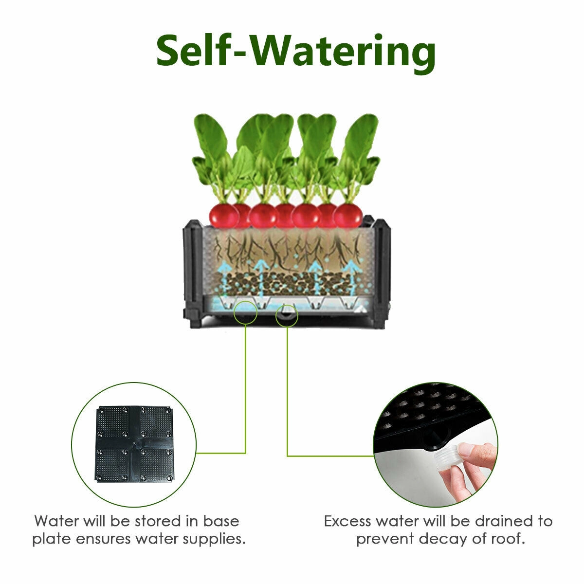 SUGIFT Set of 4 Elevated Self-Watering Flower Vegetable Herb Grow Planter Boxes 45-lb Capacity Brown