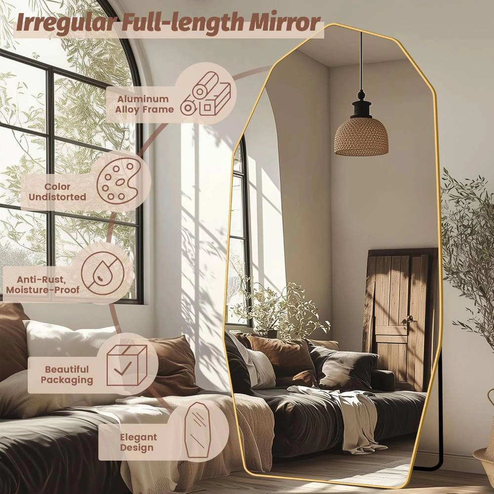Novsight Trading Unisex Irregular Full Length Gold Mirror