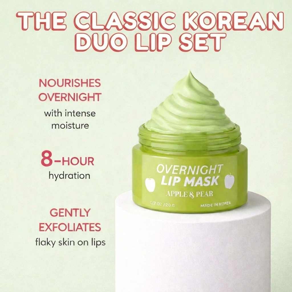 Lovery  Korean Skincare Lip Care Duo Set - Cherry Mint Exfoliating Lip Scrub & Apple and Pear Overnight Lip Mask