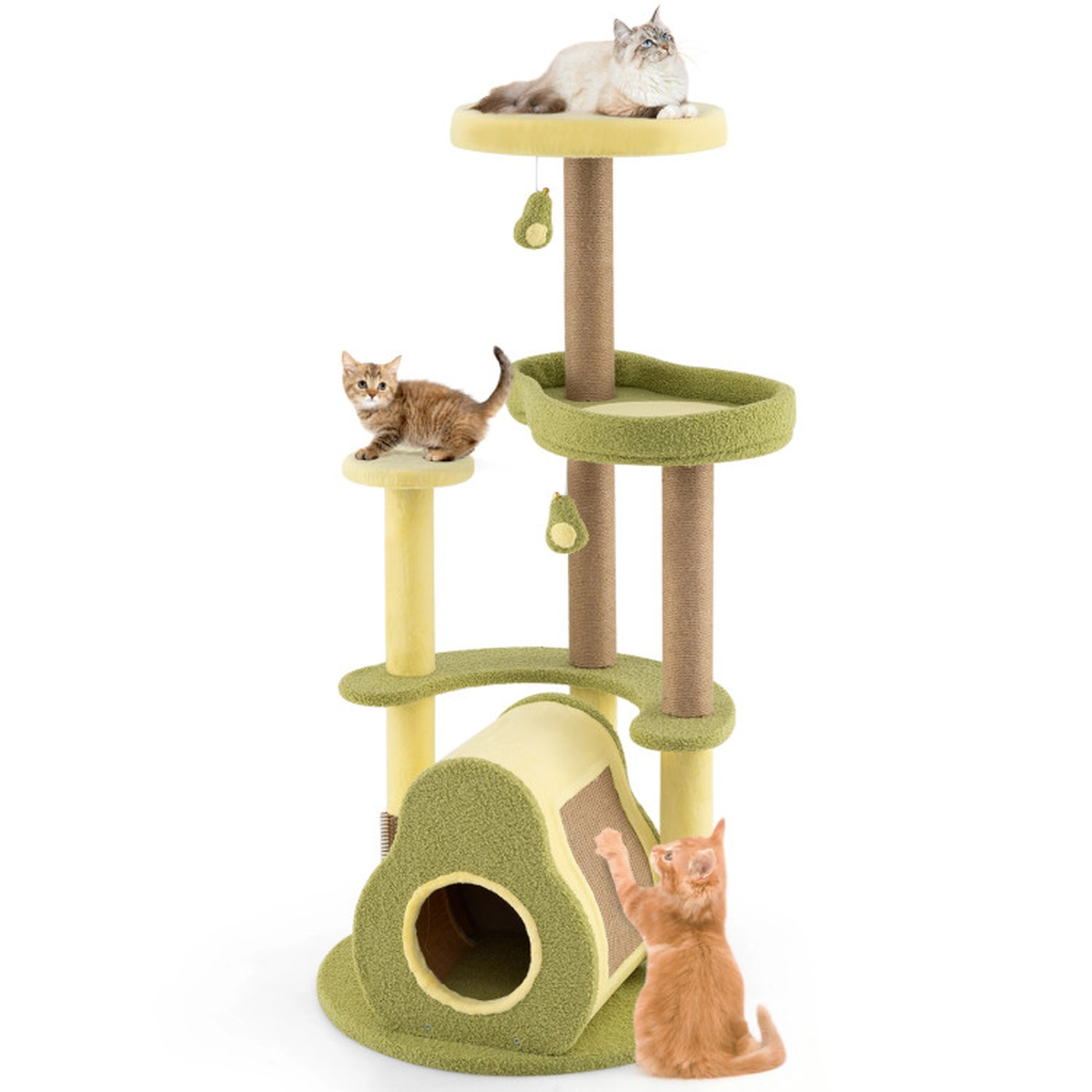 SUGIFT 49-in Freestanding Avocado Cat Tree Tower with 18.5-in Platform 15-in Top Perch and Private Condo
