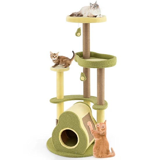 SUGIFT 49-in Freestanding Avocado Cat Tree Tower with 18.5-in Platform 15-in Top Perch and Private Condo
