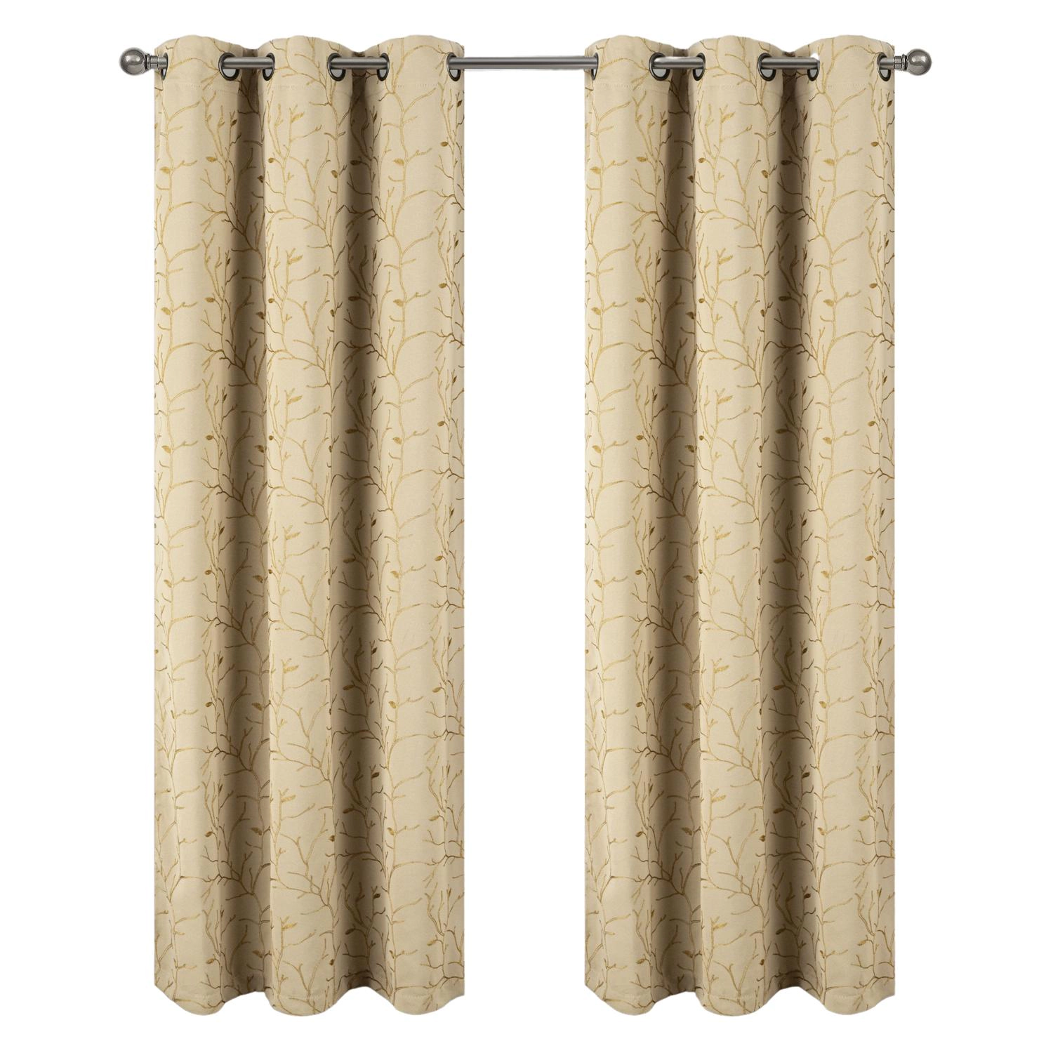 RT Designer Collection Luciana Embroidered Blackout Luxurious Decorative Grommet Curtain Panel 54" x 84" Beige