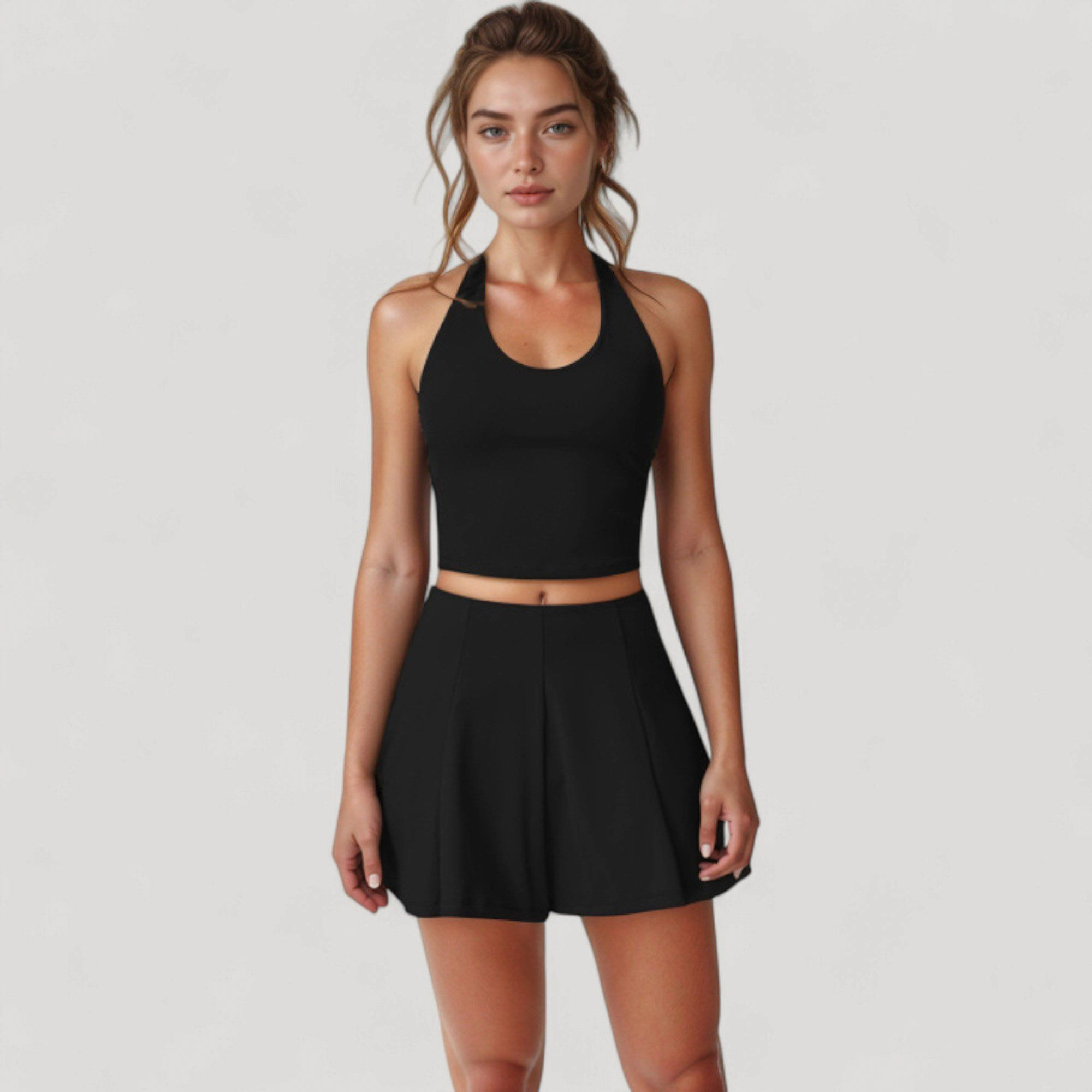 Anna-Kaci Women's Active Skort with Inner Shorts and Side Pockets