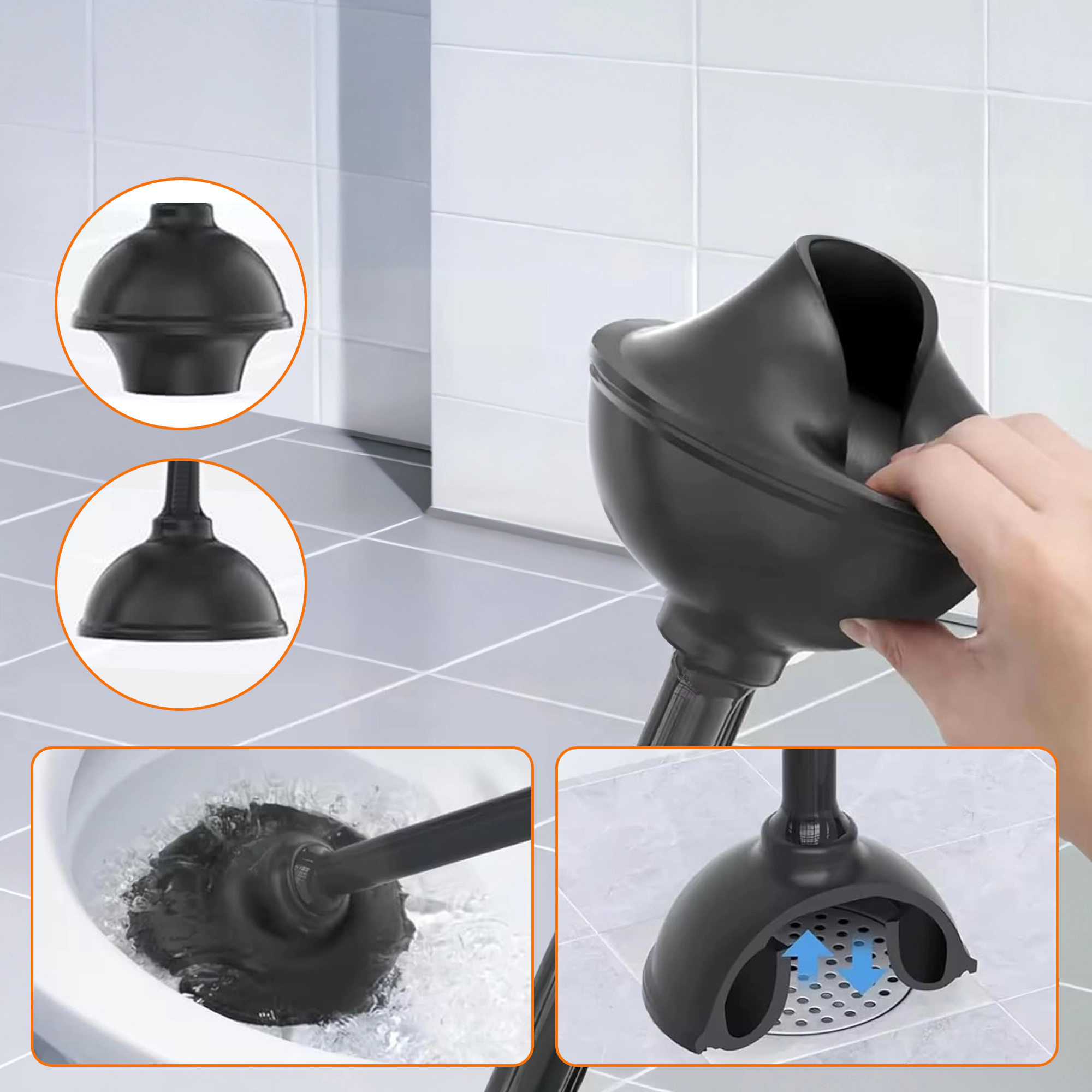Cheer Collection Toilet Plunger and Bowl Brush Combo with Compact Storage Caddy