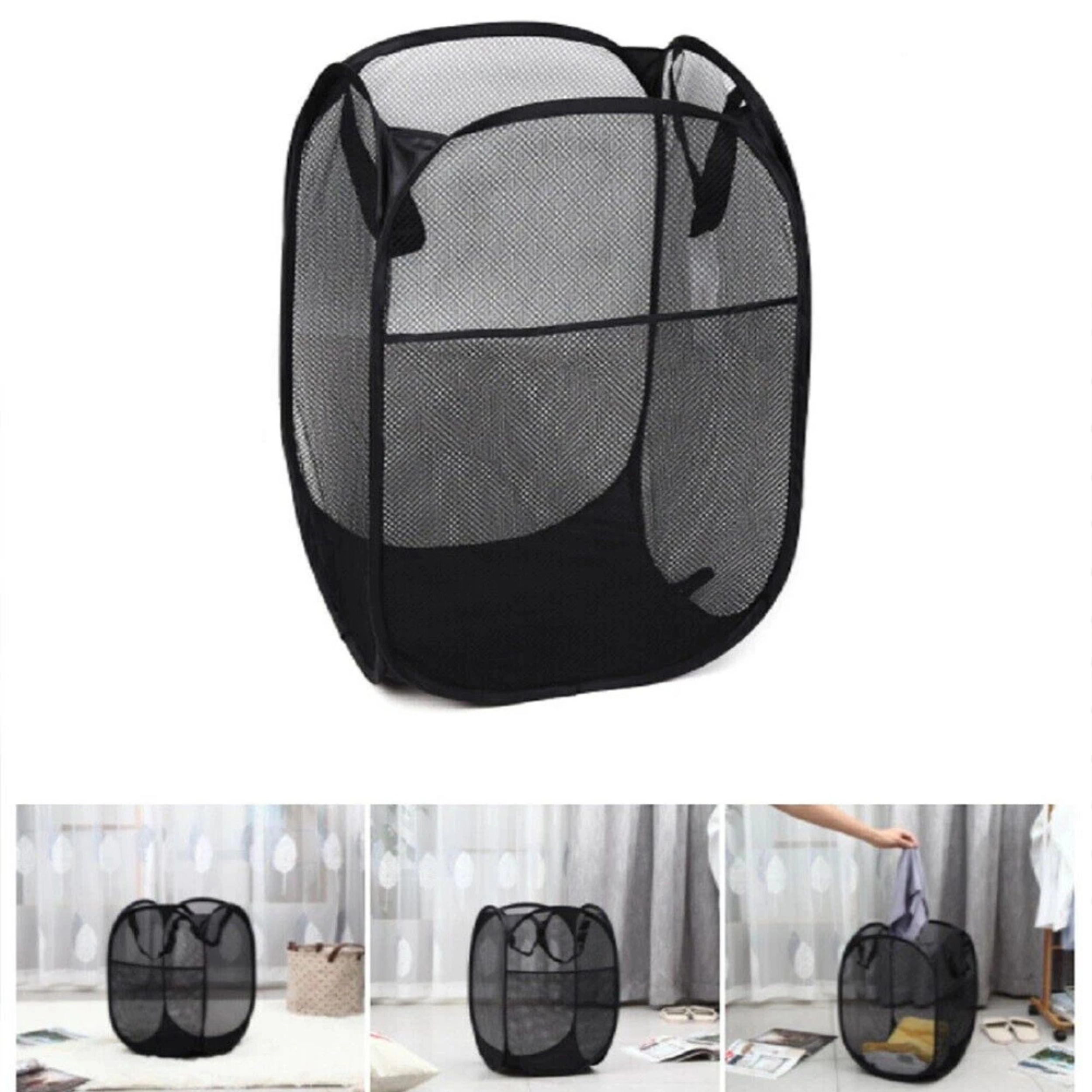 Home Collection Foldable Pop-Up Mesh Laundry Basket Hamper