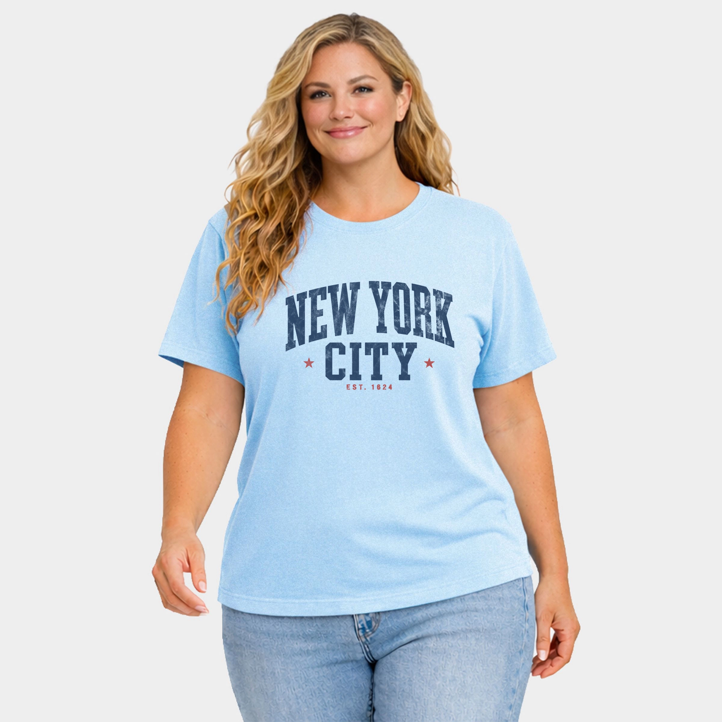 Simply Sage Market - Women's Plus Sized Garment Dyed Graphic T-Shirt New York City Varsity Stars