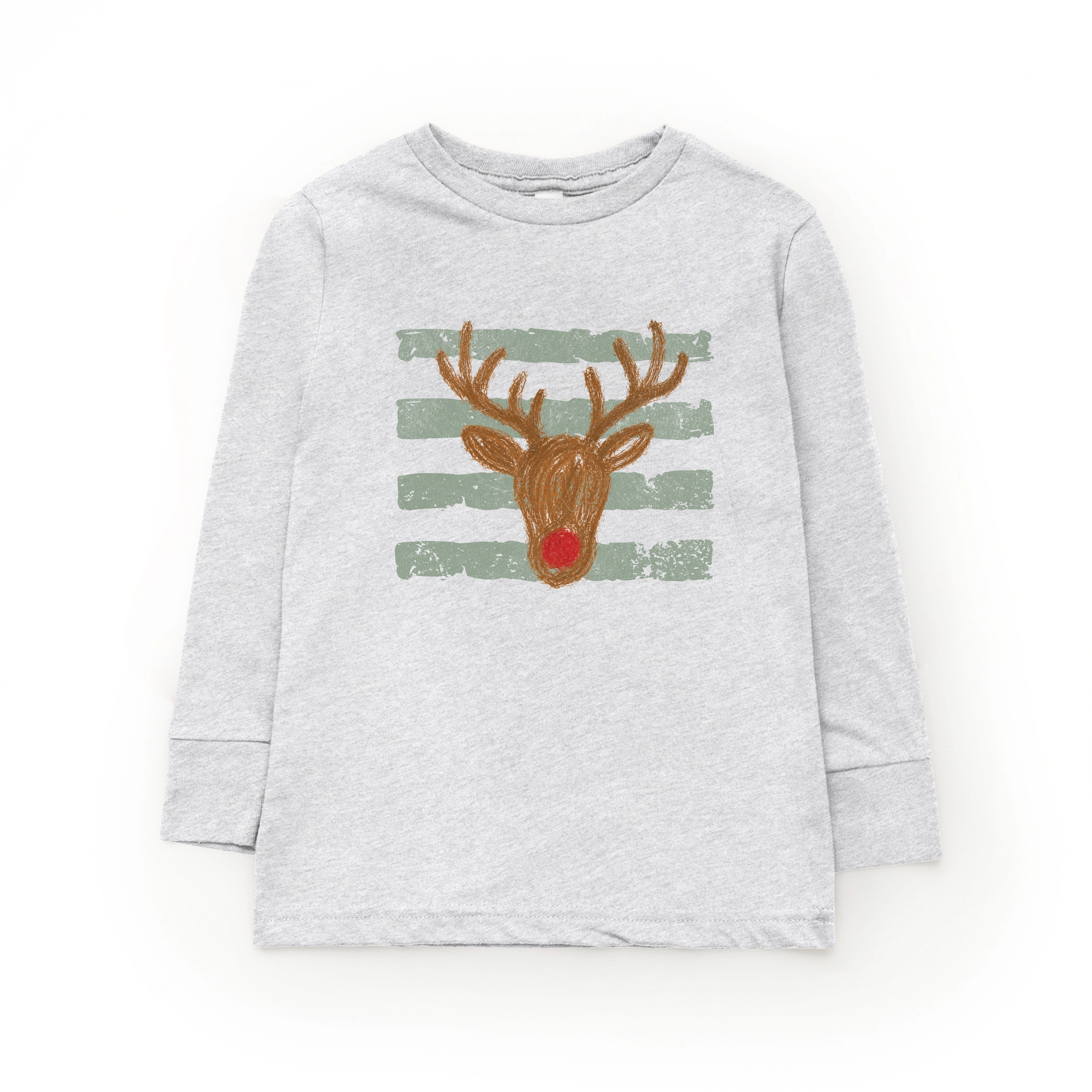 The Juniper Shop - Youth Long Sleeve Graphic T-Shirt Red Nose Deer Stripes