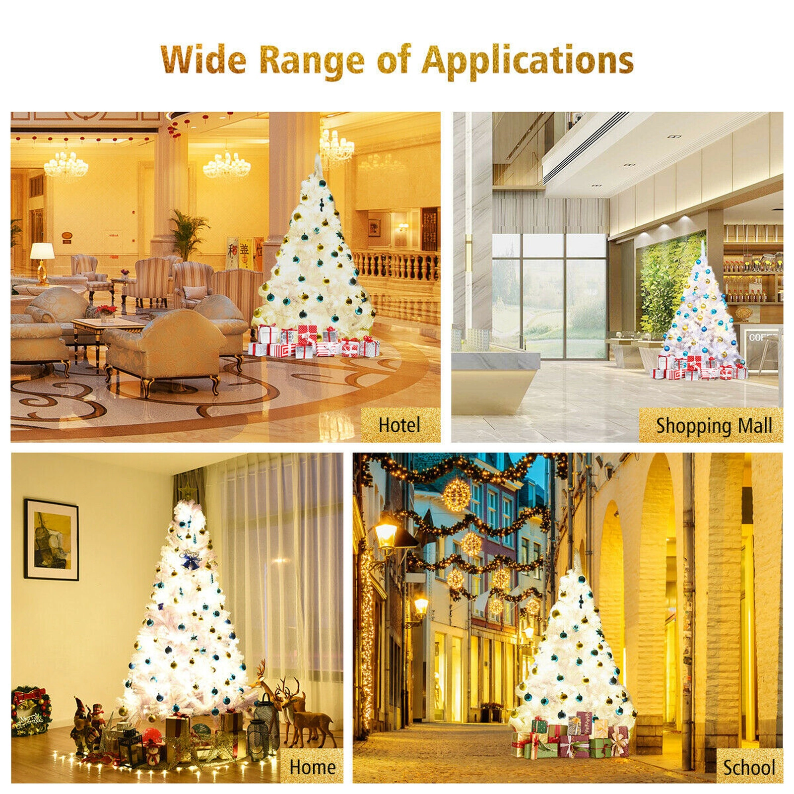 SUGIFT Hinged Artificial Christmas Tree with Metal Stand 7.5-ft White 1346 Tips