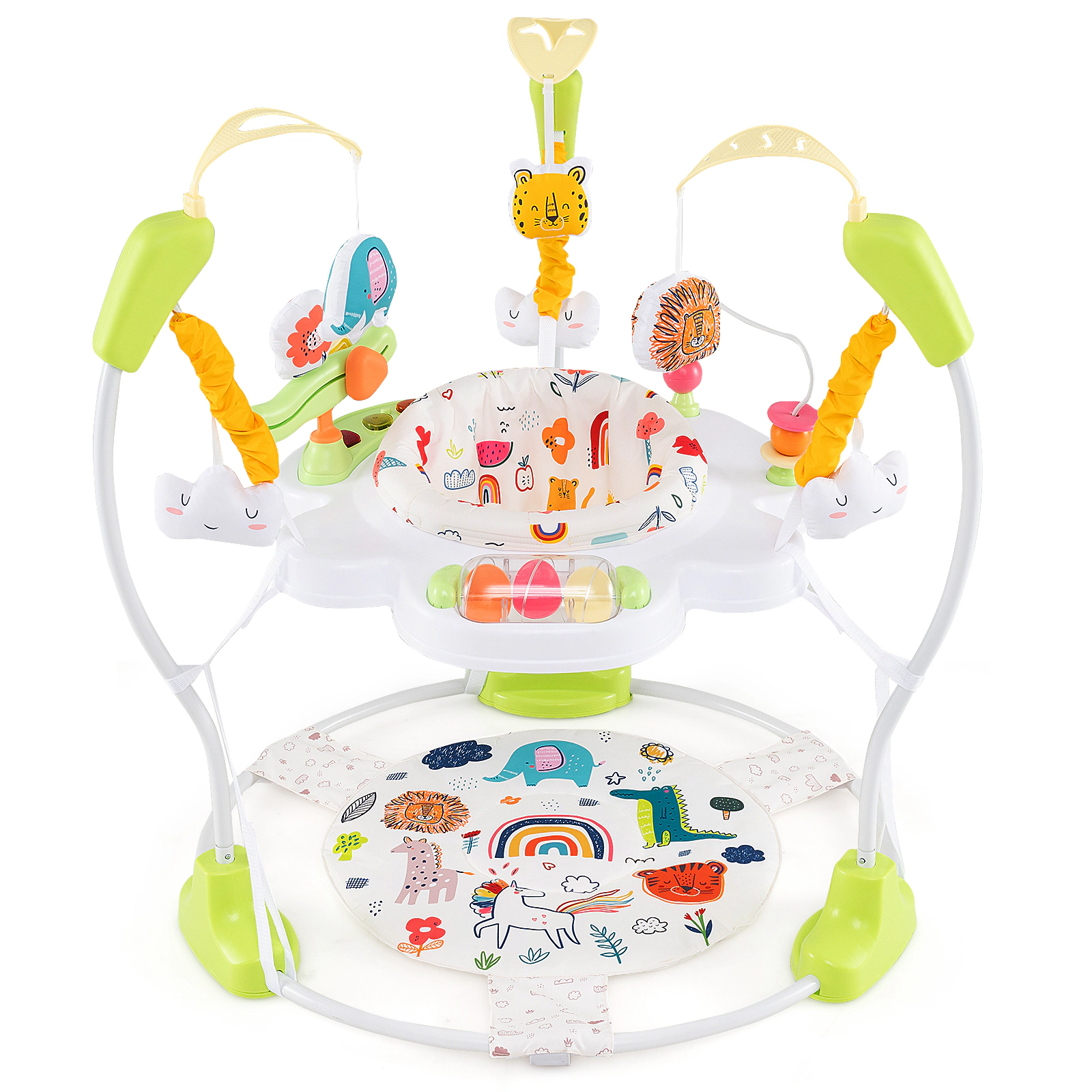 SUGIFT Baby Yellow Saucer Activity Center with 3 Height Settings and 10 Toys 34.5-in Dia 26-lb Seat Capacity