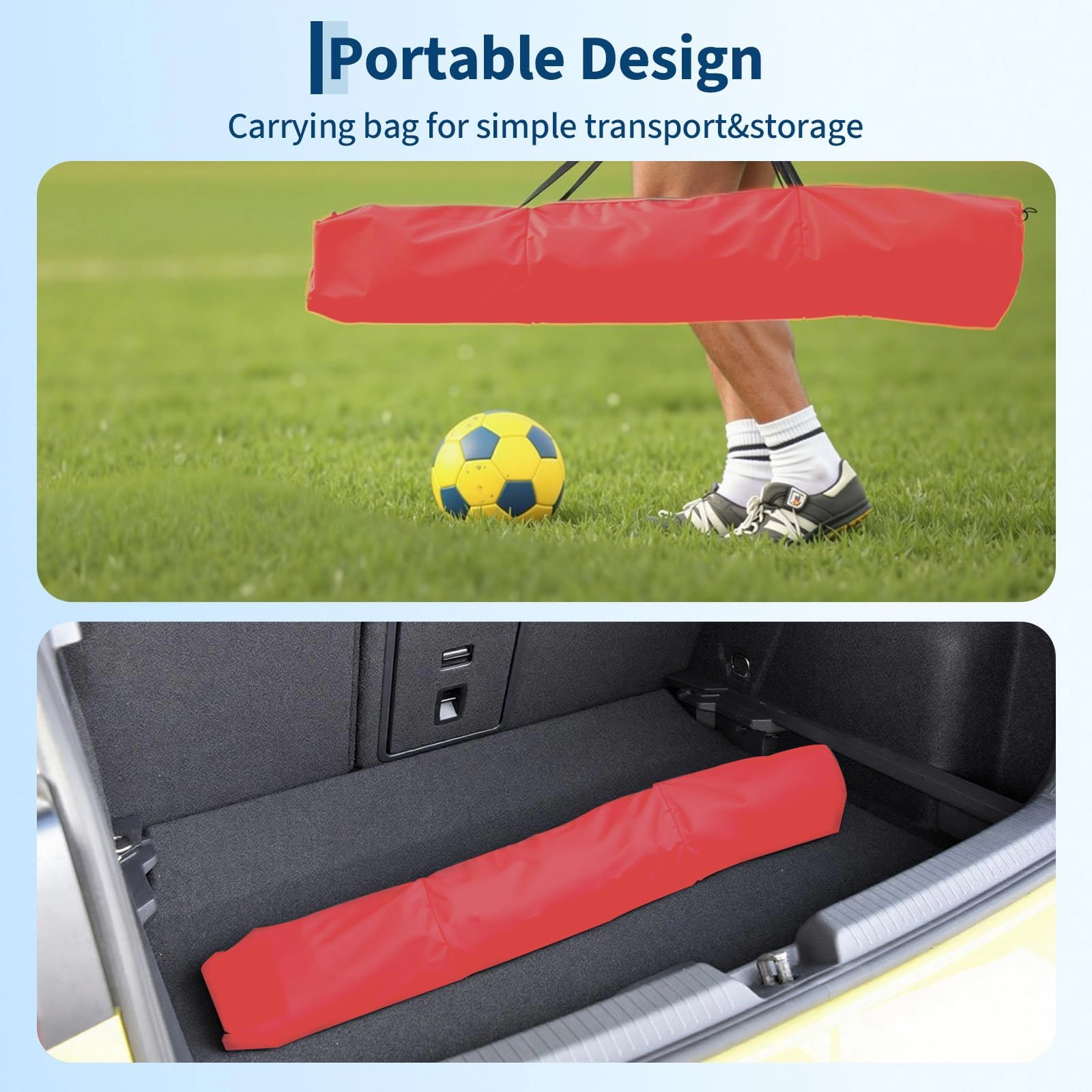 12x6 FT Soccer Goal with Rebounder Net, Portable Training Goal, Iron Frame PE Net & Ground Stakes